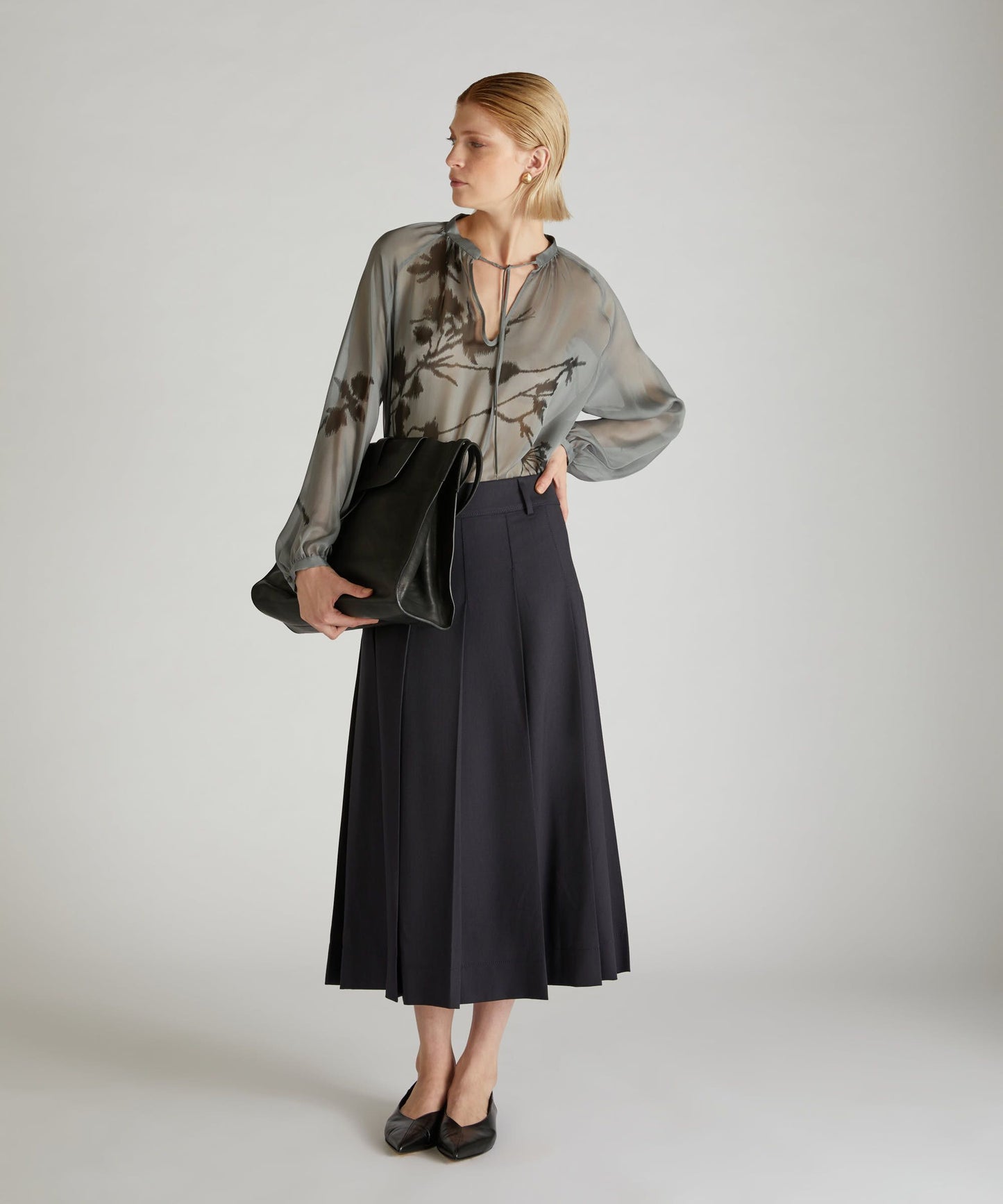 Wool twill skirt