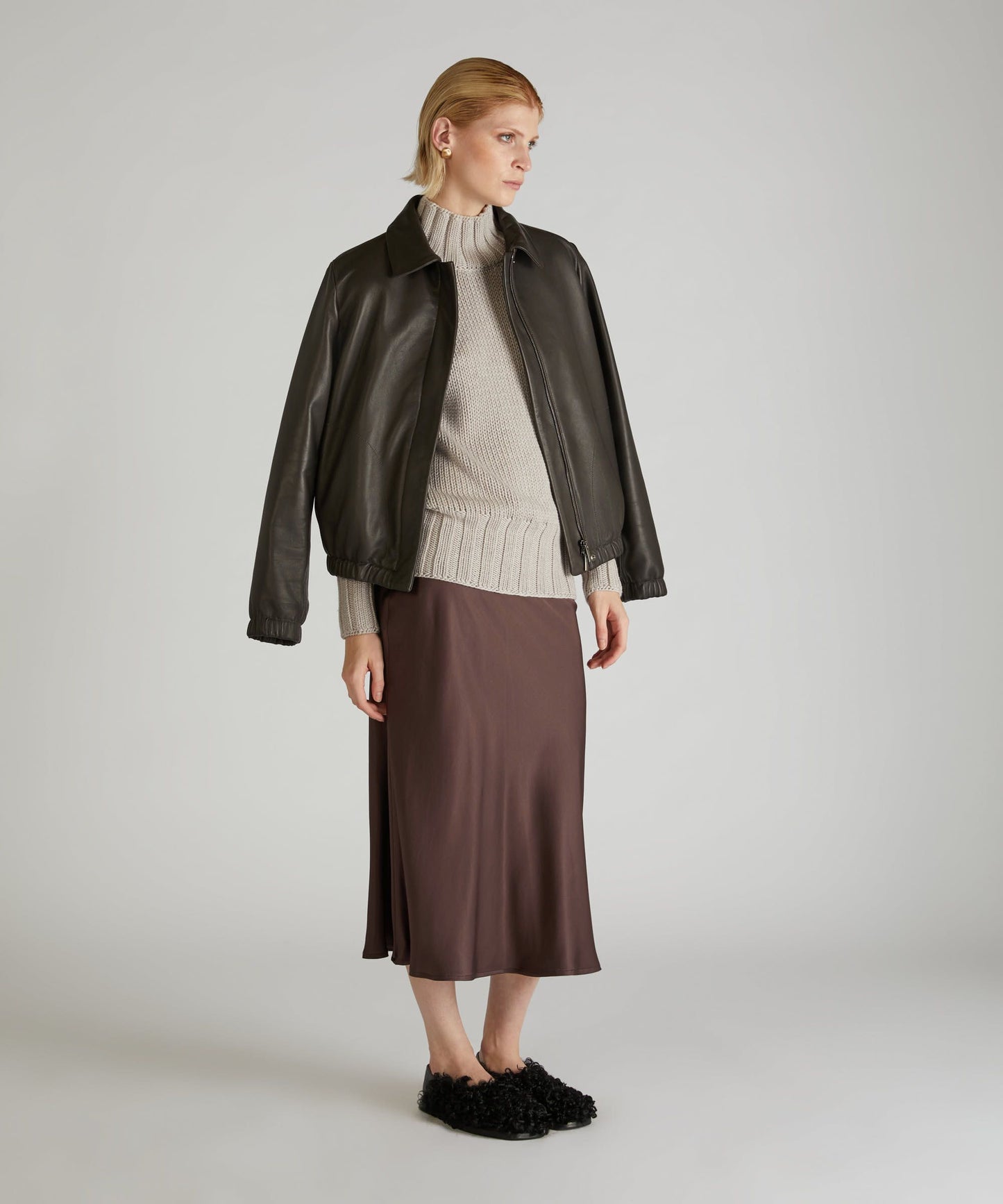 Viscose satin skirt