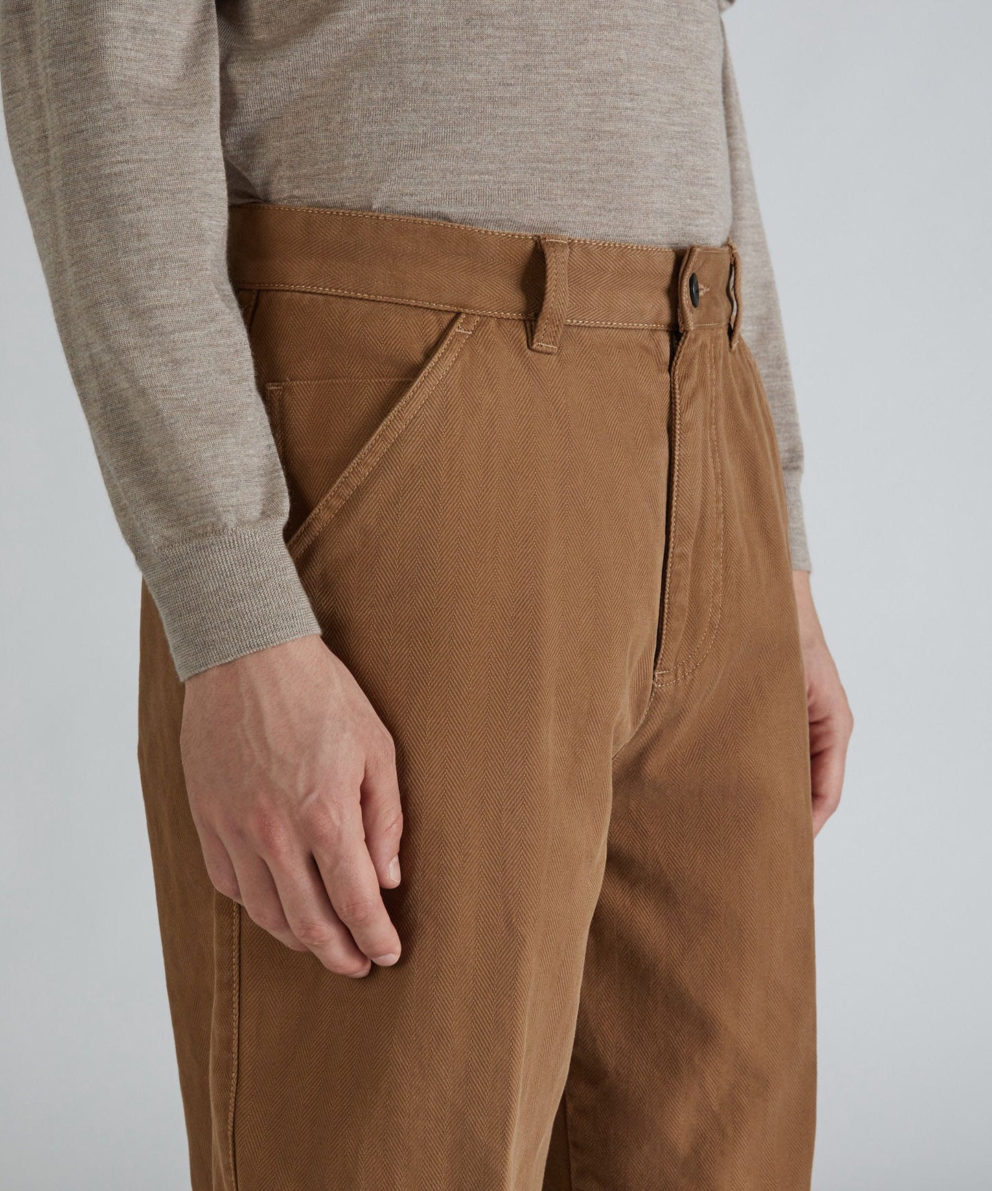 Cotton chevron carrot fit trousers