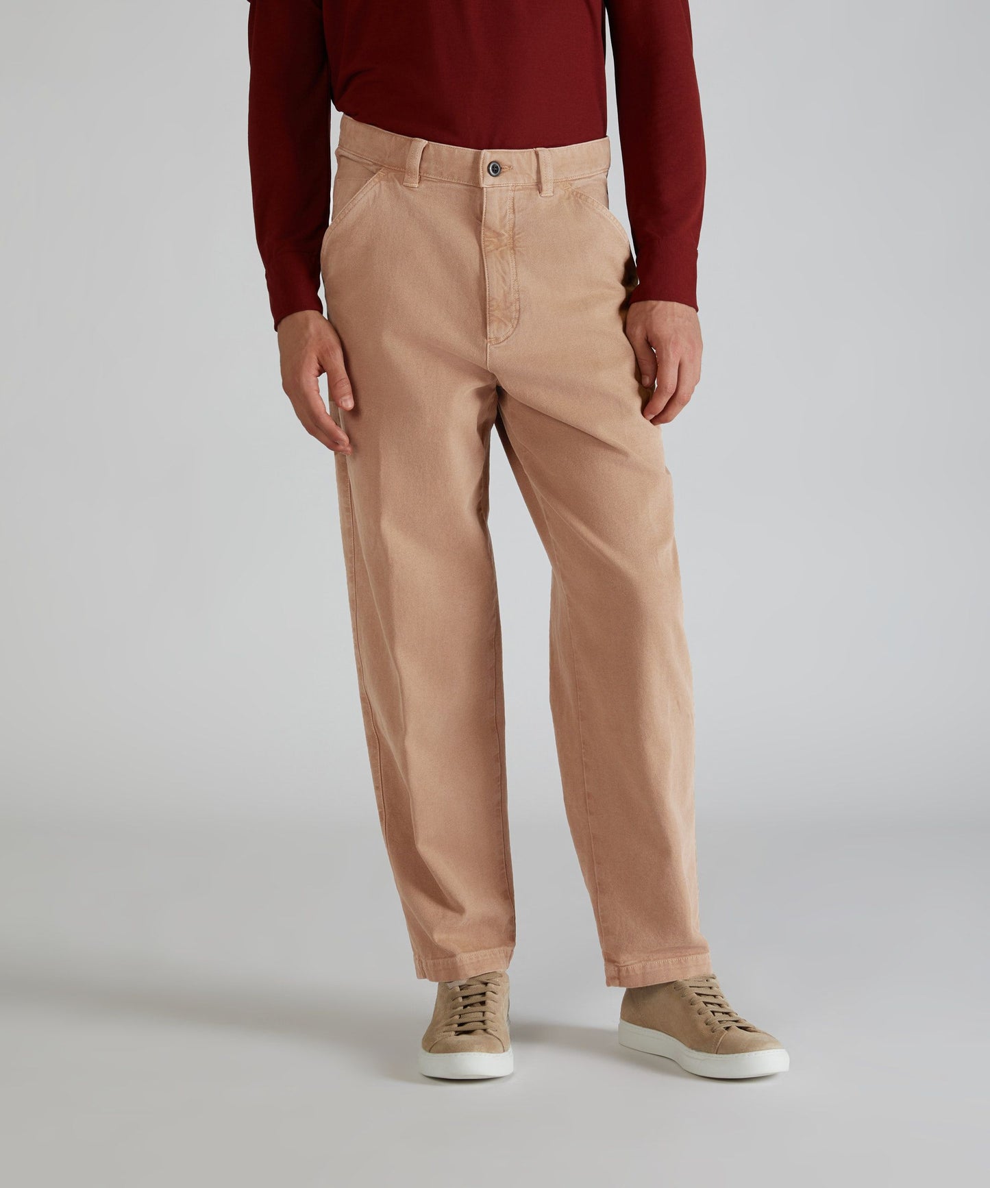 Carrot-fit cotton canvas trousers