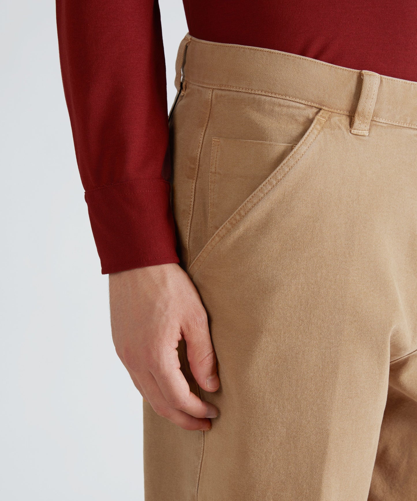 Carrot-fit cotton canvas trousers