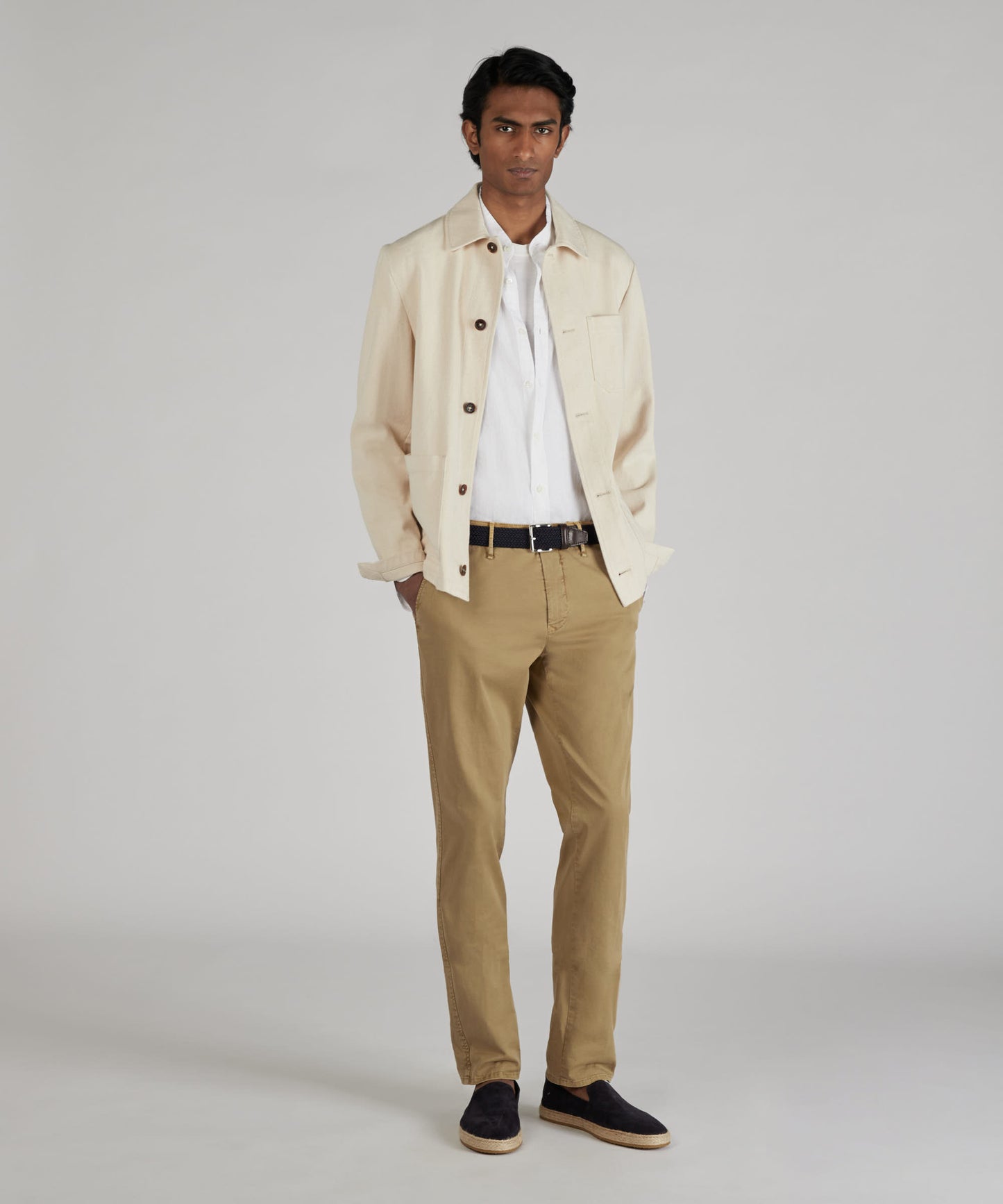 Slim-fit certified stretch gabardine trousers