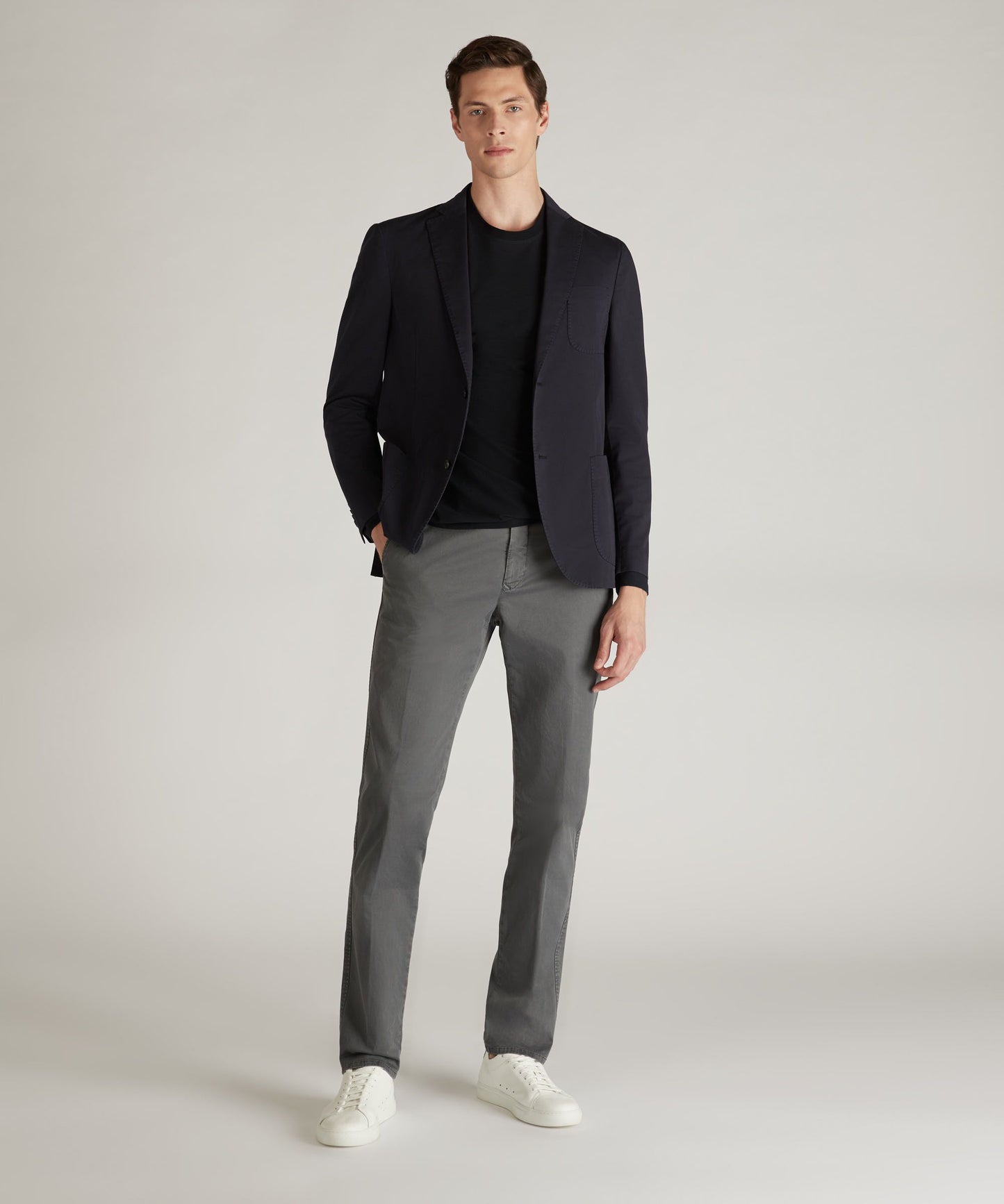 Slim-fit certified stretch gabardine trousers