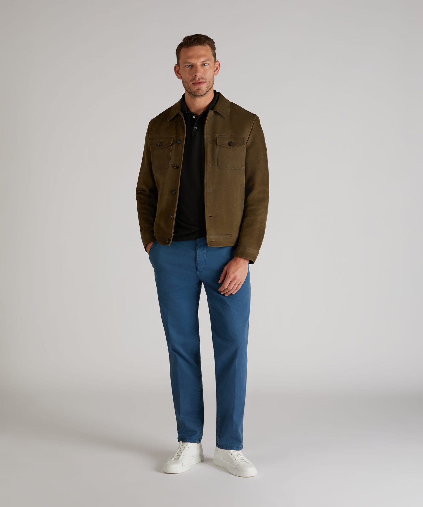 Slim-fit certified stretch gabardine trousers