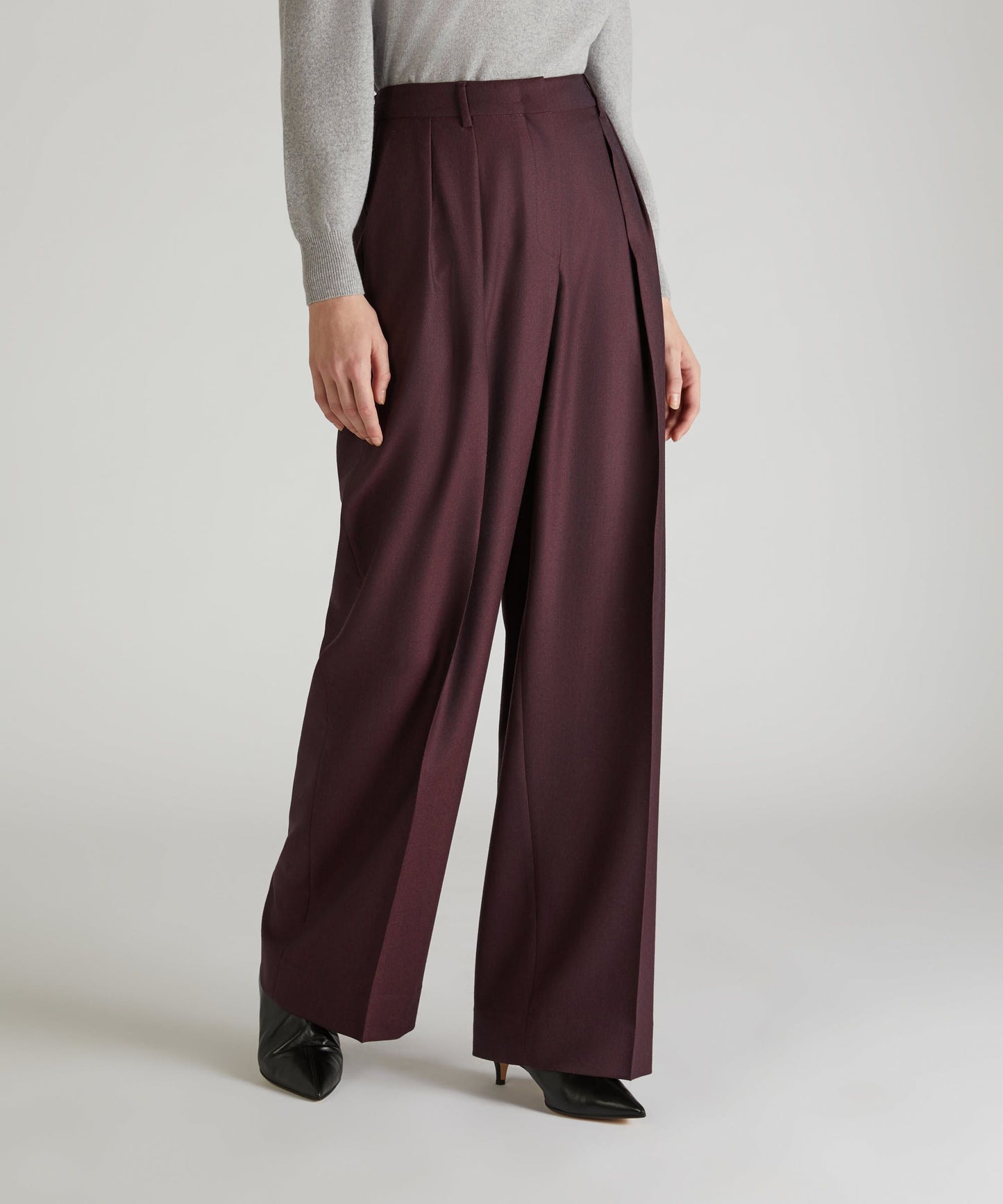 Wide-fit flannel trousers