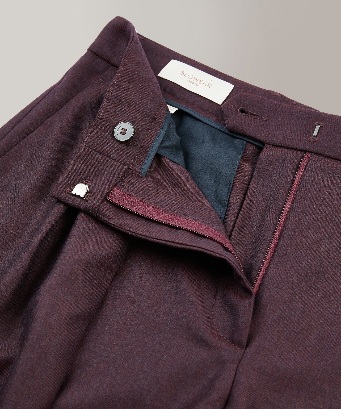 Wide-fit flannel trousers