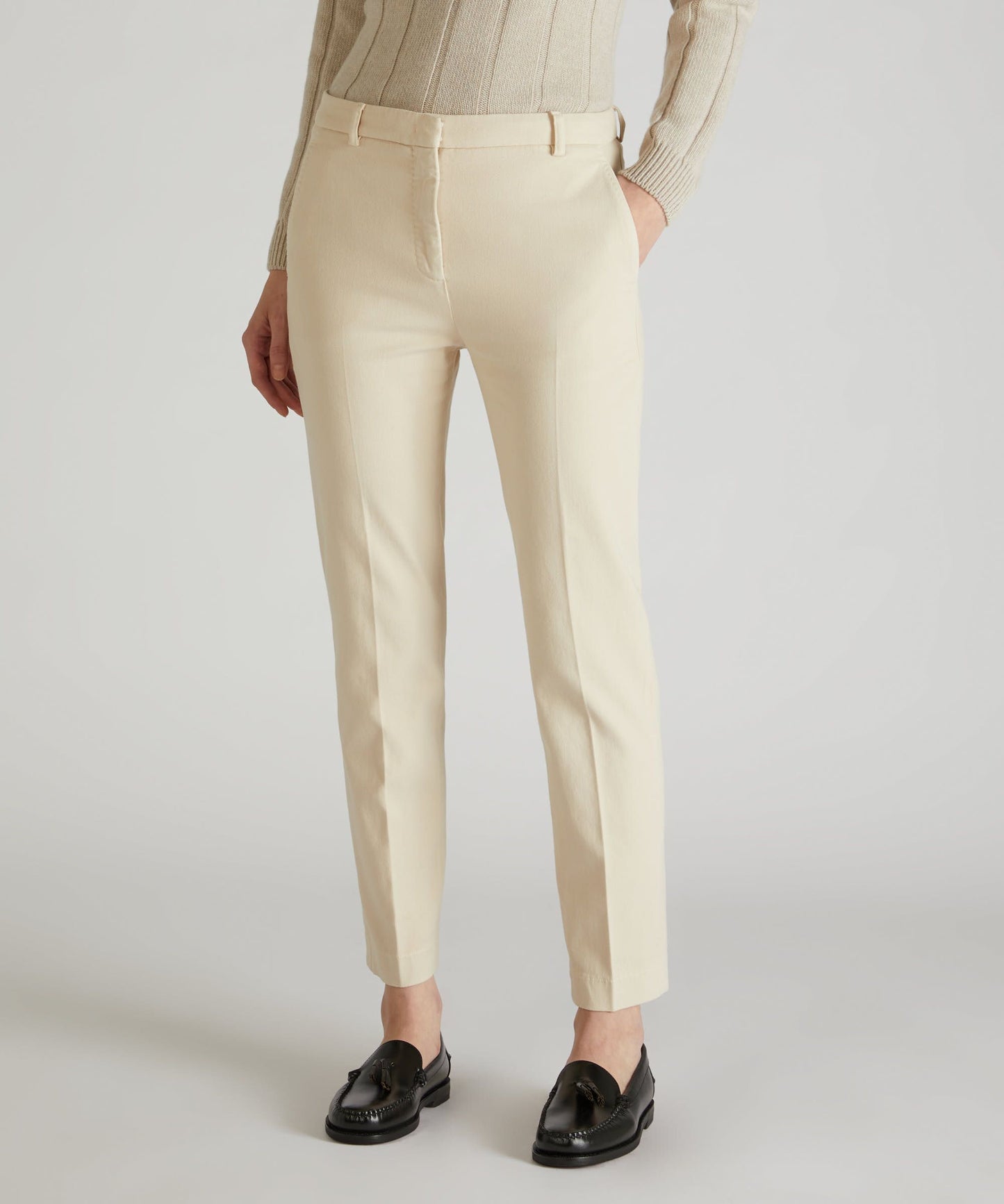 Slim-fit cotton drill trousers