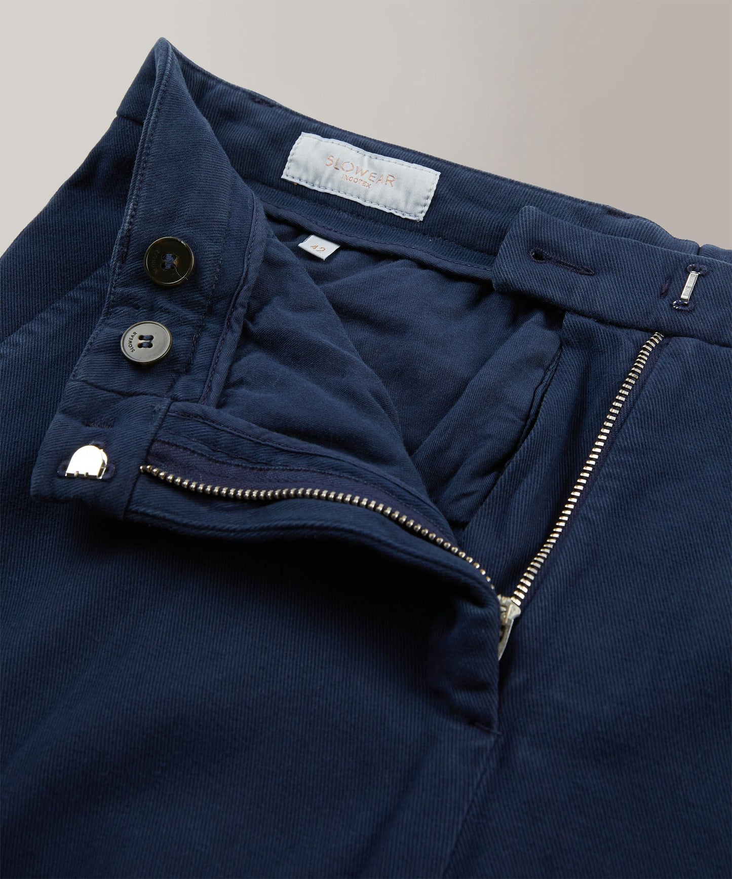 Slim-fit cotton drill trousers