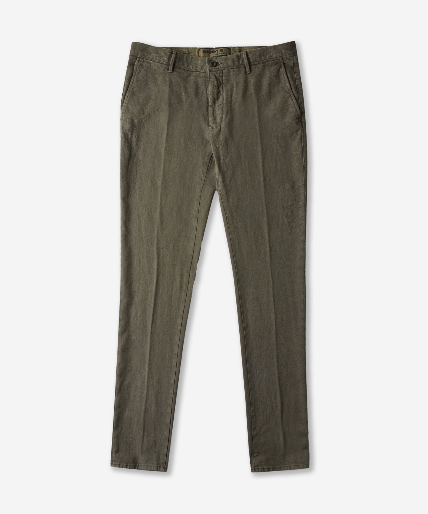 Microstructured cotton slim fit trousers