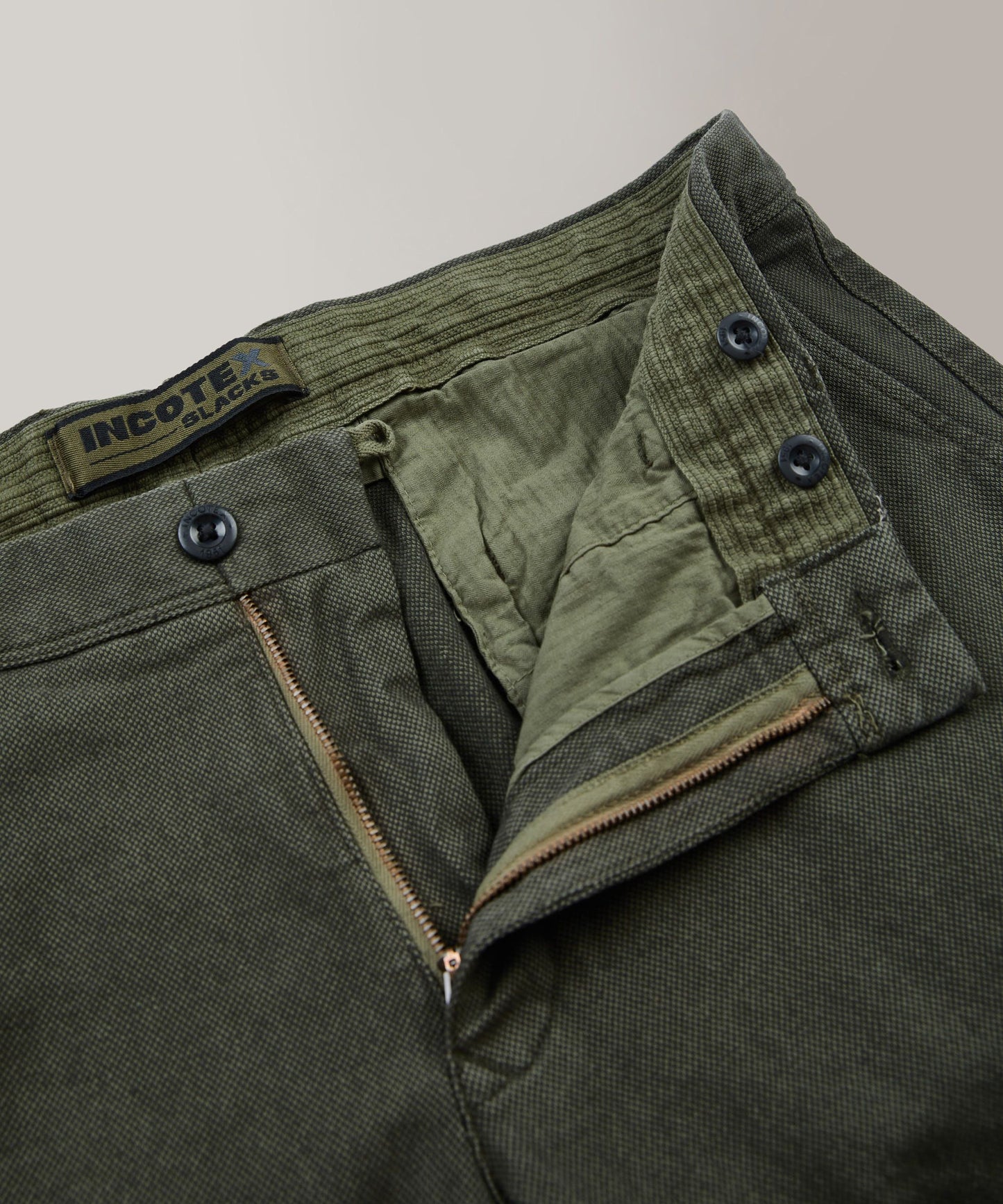 Incotex - Microstructured cotton slim fit trousers - light olive green