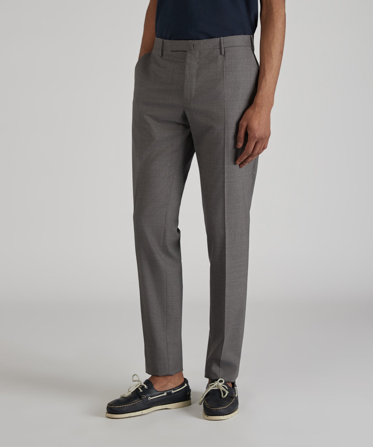 Slim fit tropical wool trousers