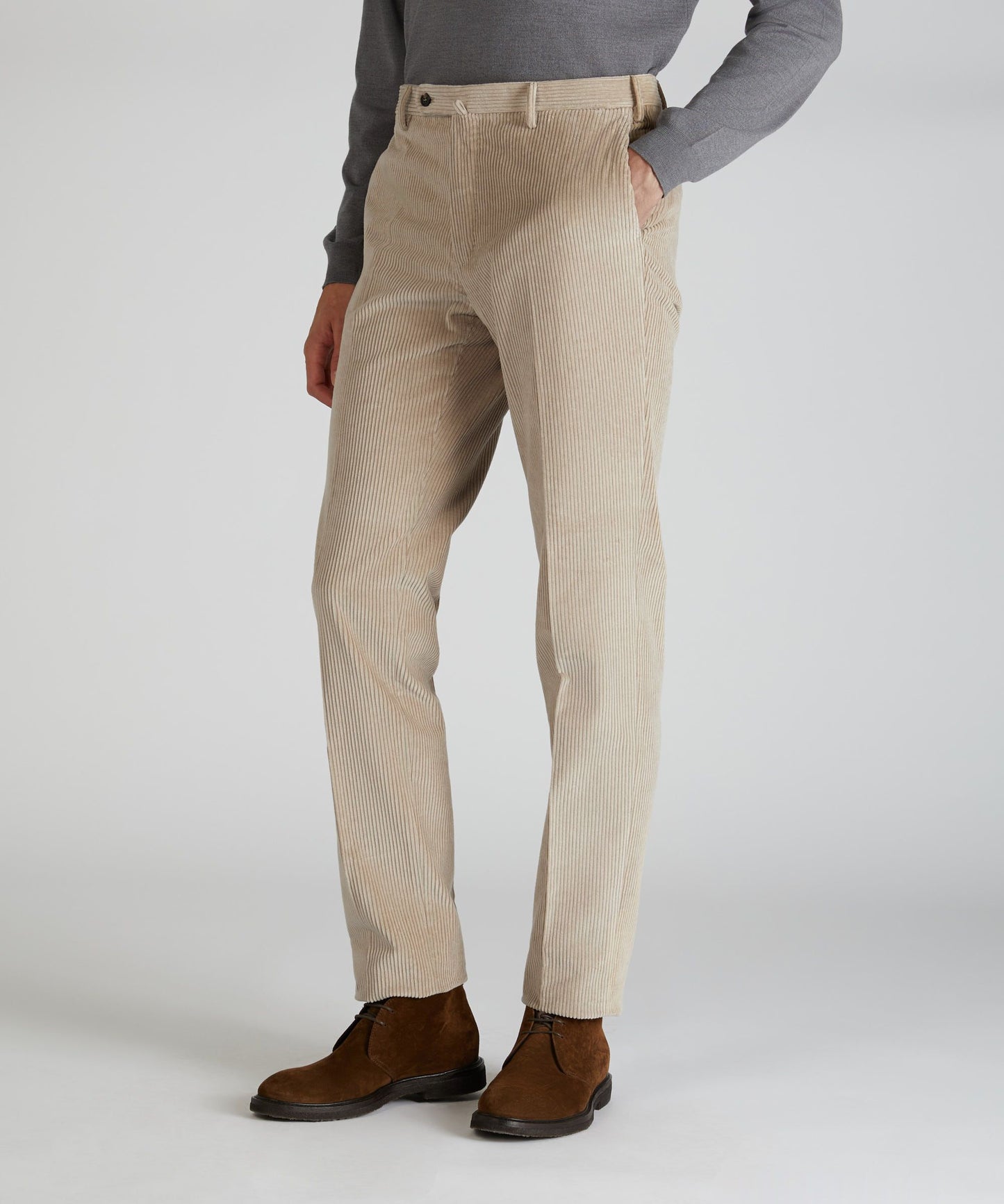 Incotex - Regular-fit velvet trousers - light beige