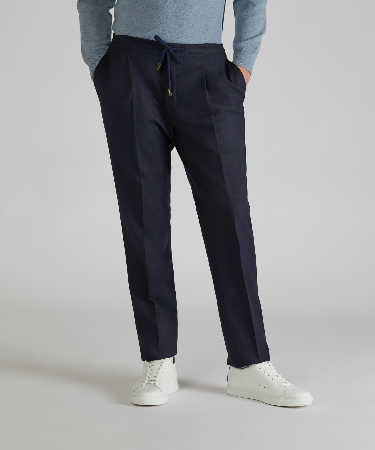 Tapered-fit flannel trousers