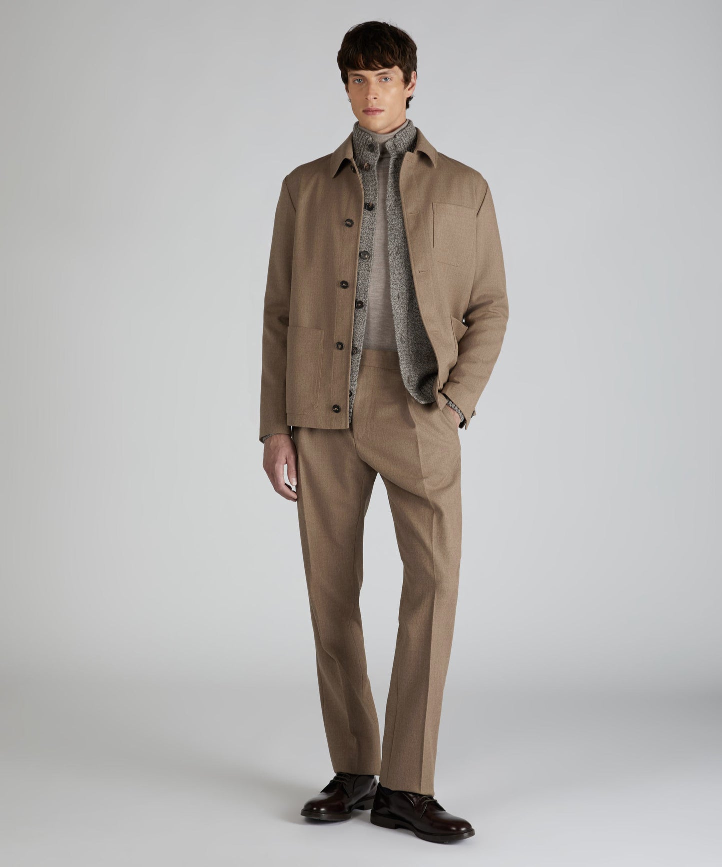 Straight-fit trousers in melange wool