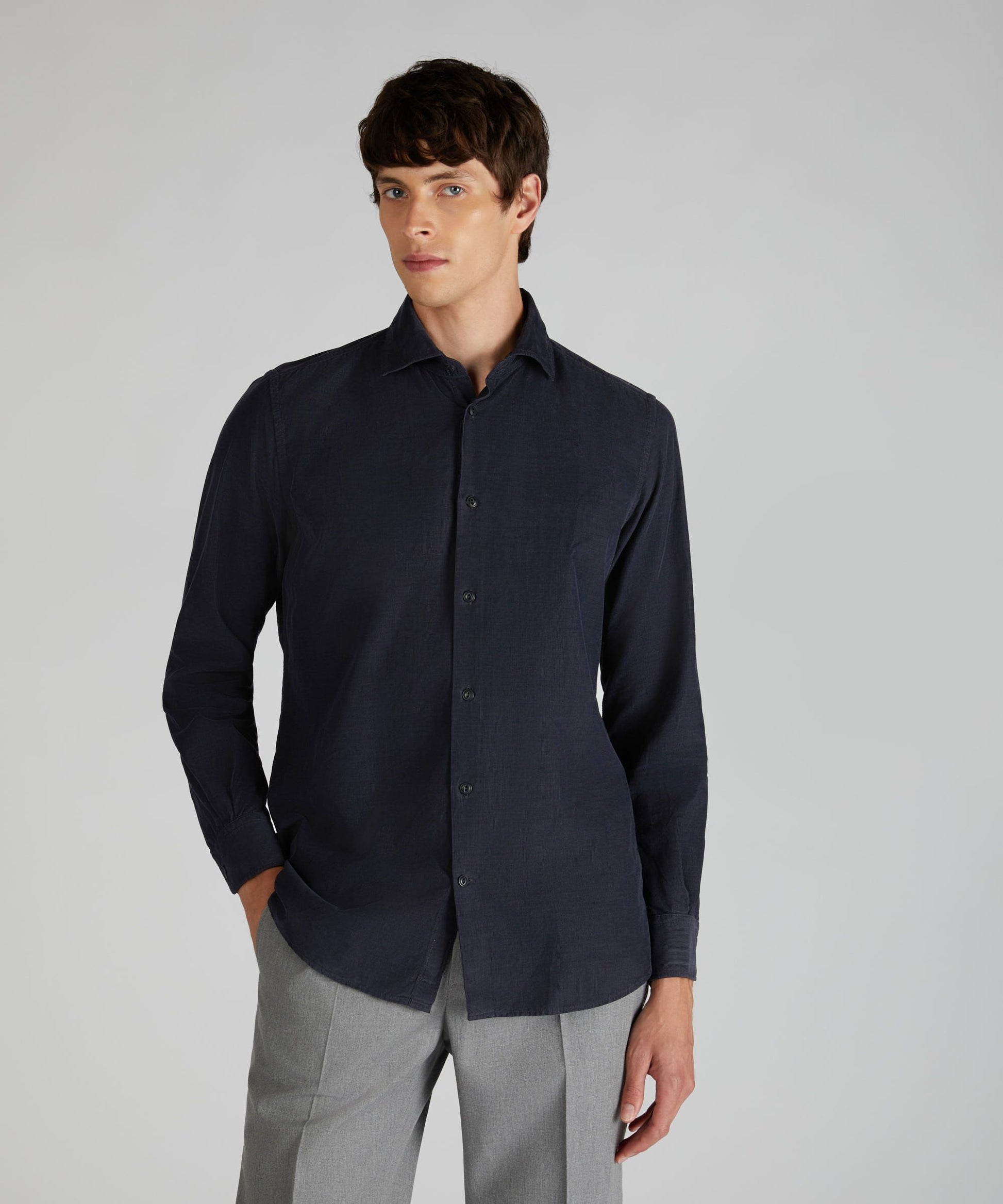 Glanshirt - Velvet slim fit shirt - dark blue