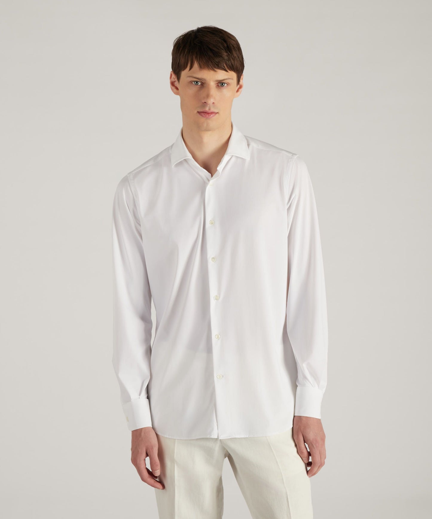 Slim-fit technical wash & wear jersey shirt