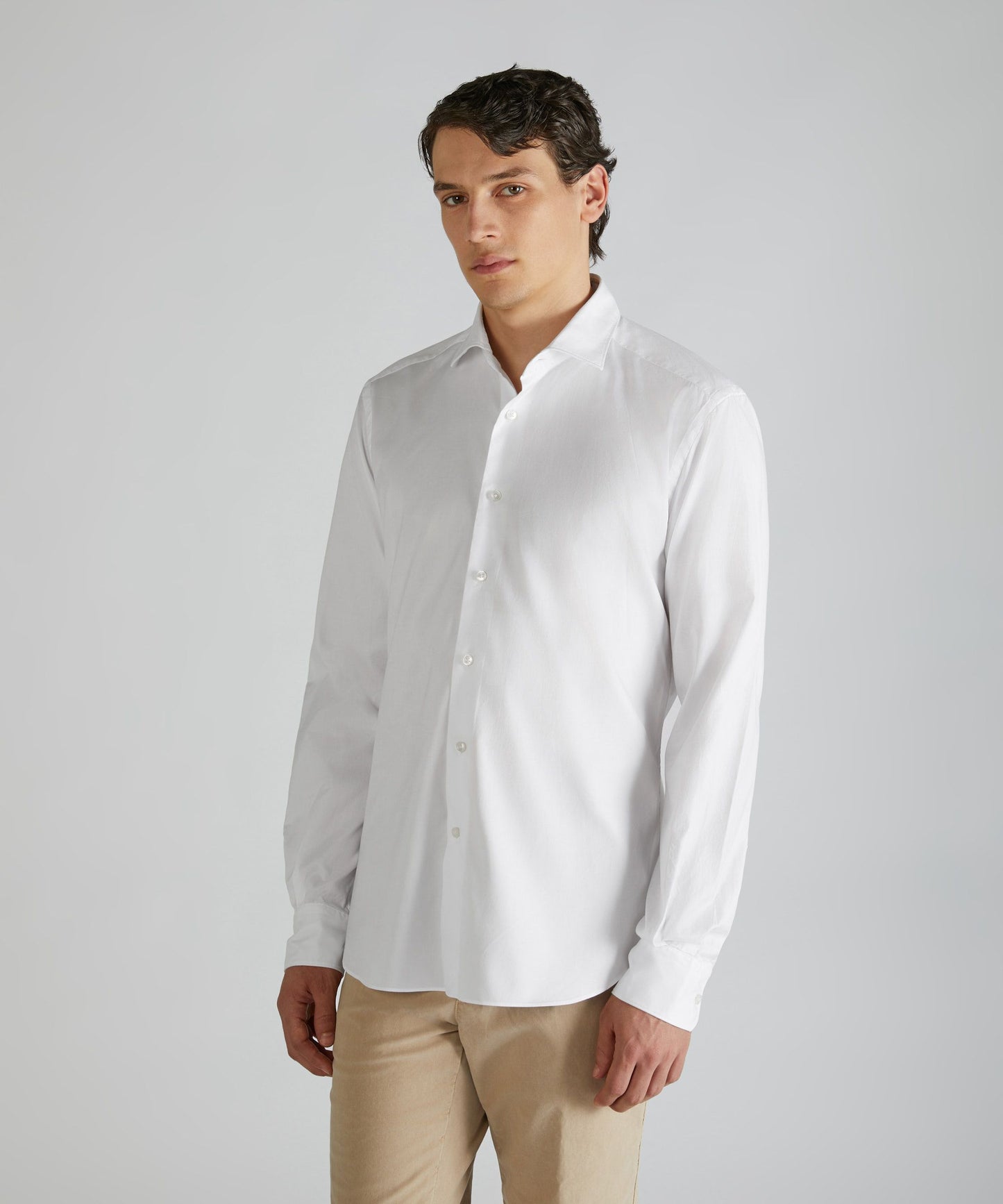 Glanshirt - Oxford cotton slim-fit shirt - optical white