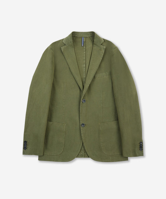 Cotton and cashmere drill slim fit jacket