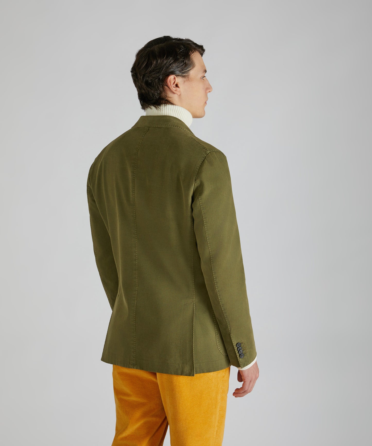 Cotton and cashmere drill slim fit jacket