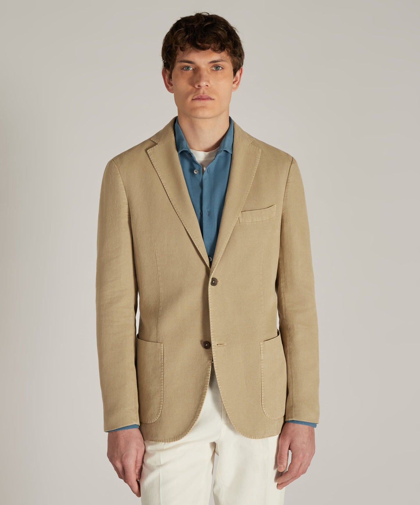 Slim-fit jacket in certified ramie