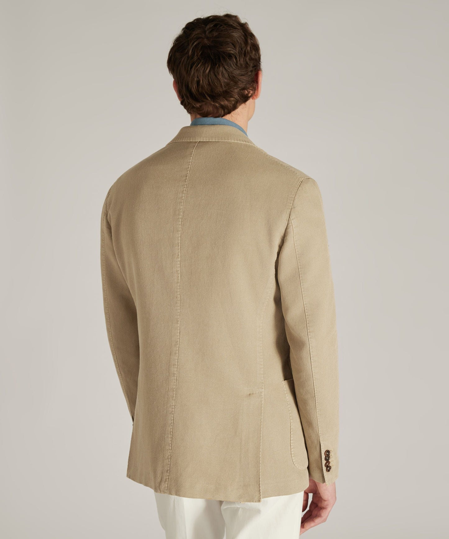 Slim-fit jacket in certified ramie