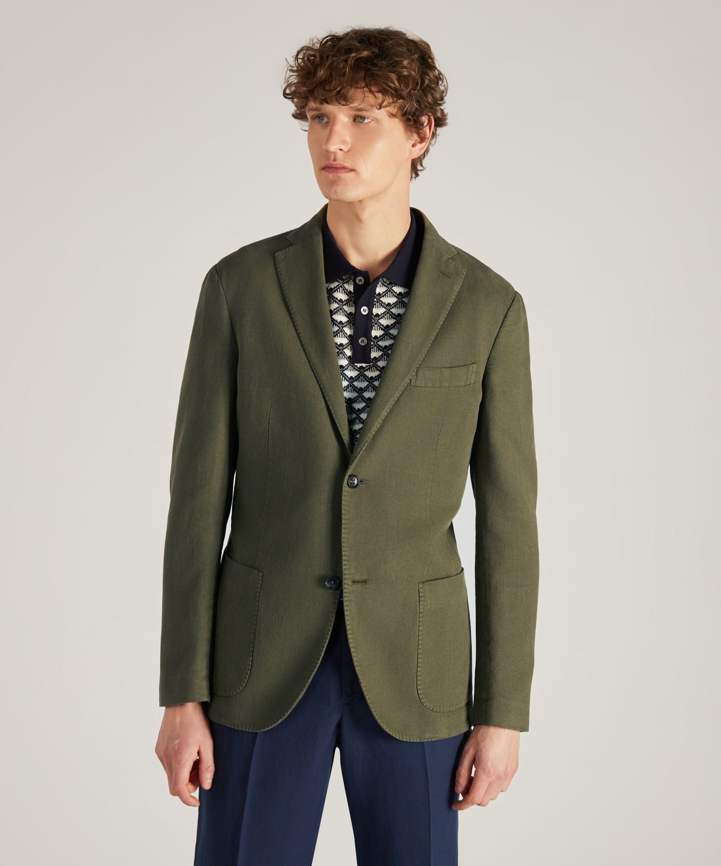 Slim-fit jacket in certified ramie