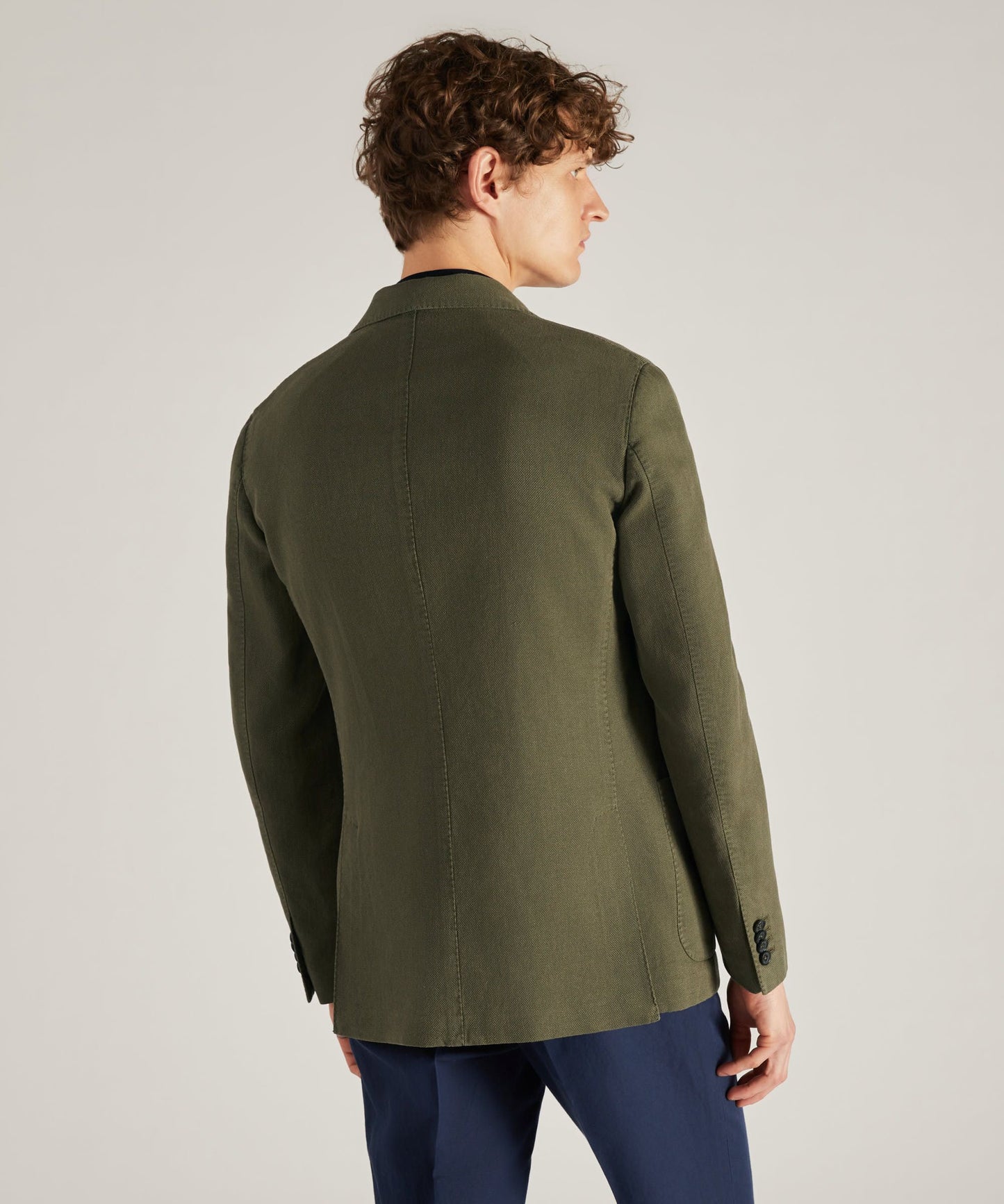 Slim-fit jacket in certified ramie