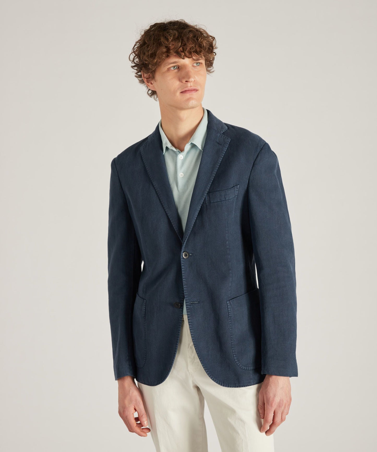 Slim-fit jacket in certified ramie