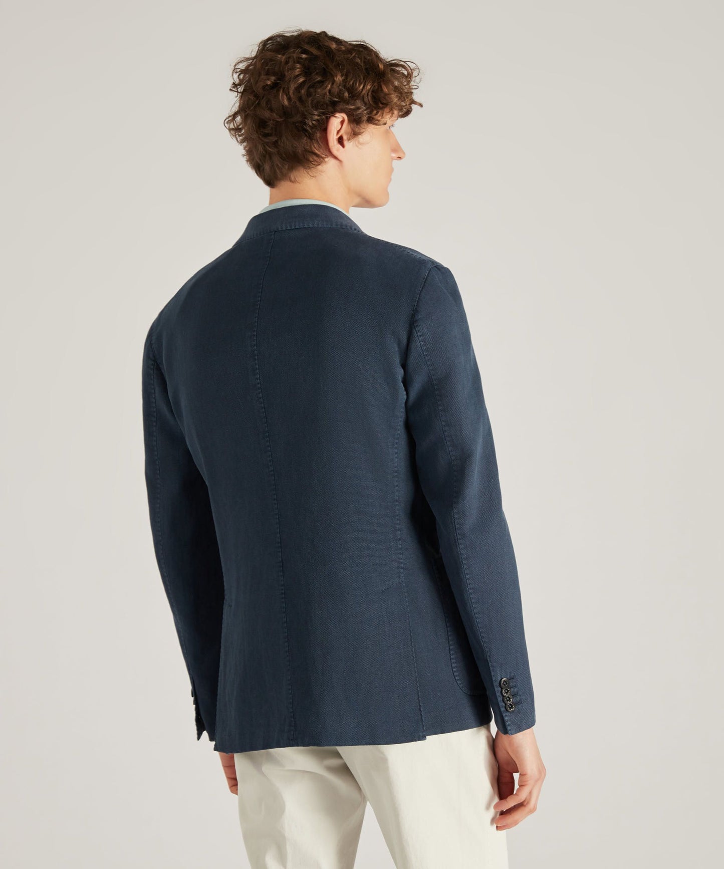 Slim-fit jacket in certified ramie