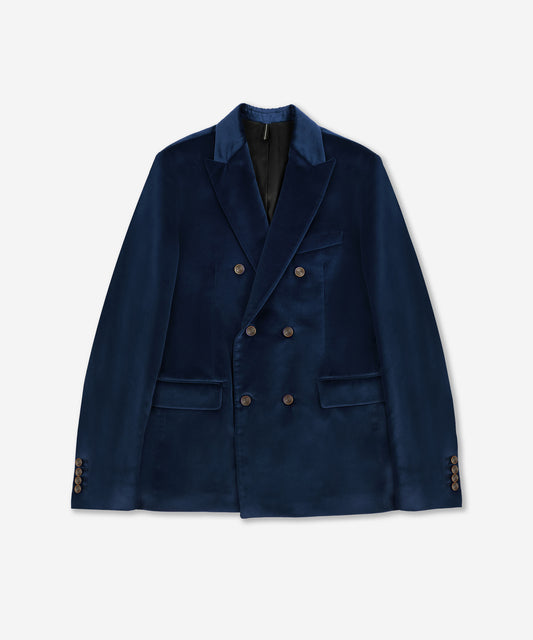 Slim-fit double-breasted velvet jacket