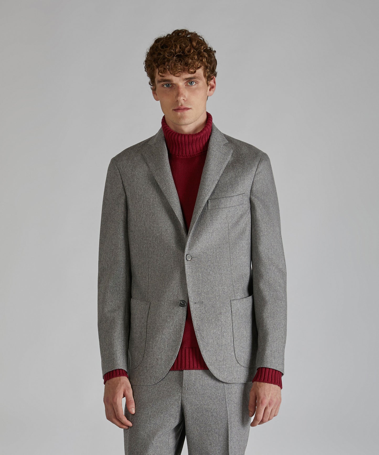 Slim fit wool and cashmere flannel jacket