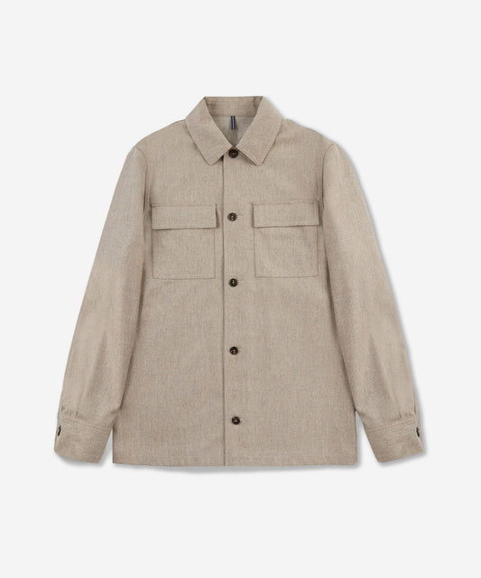 Overshirt in flanella di lana e cashmere