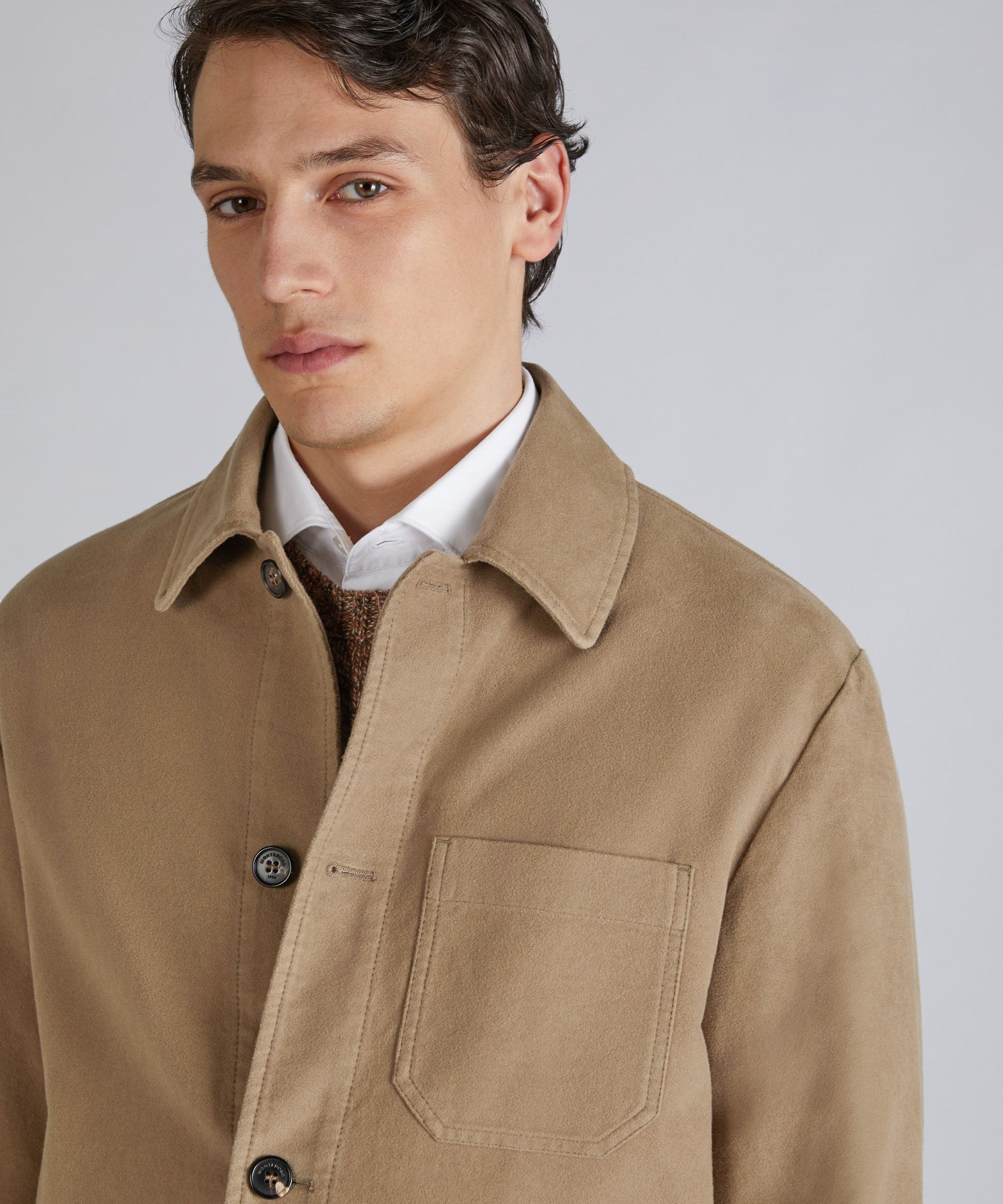 Montedoro - Regular-fit Moleskin Shirt - light walnut