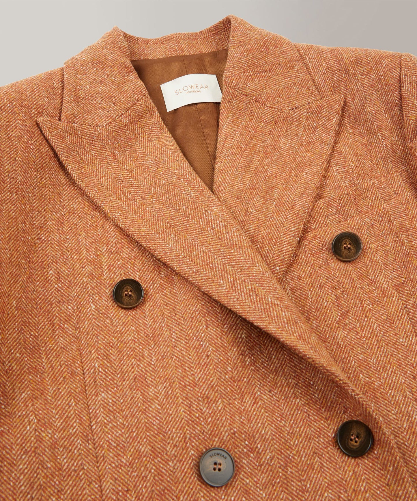 Montedoro - Regular fit double-breasted jacket in wool blend chevron - orange