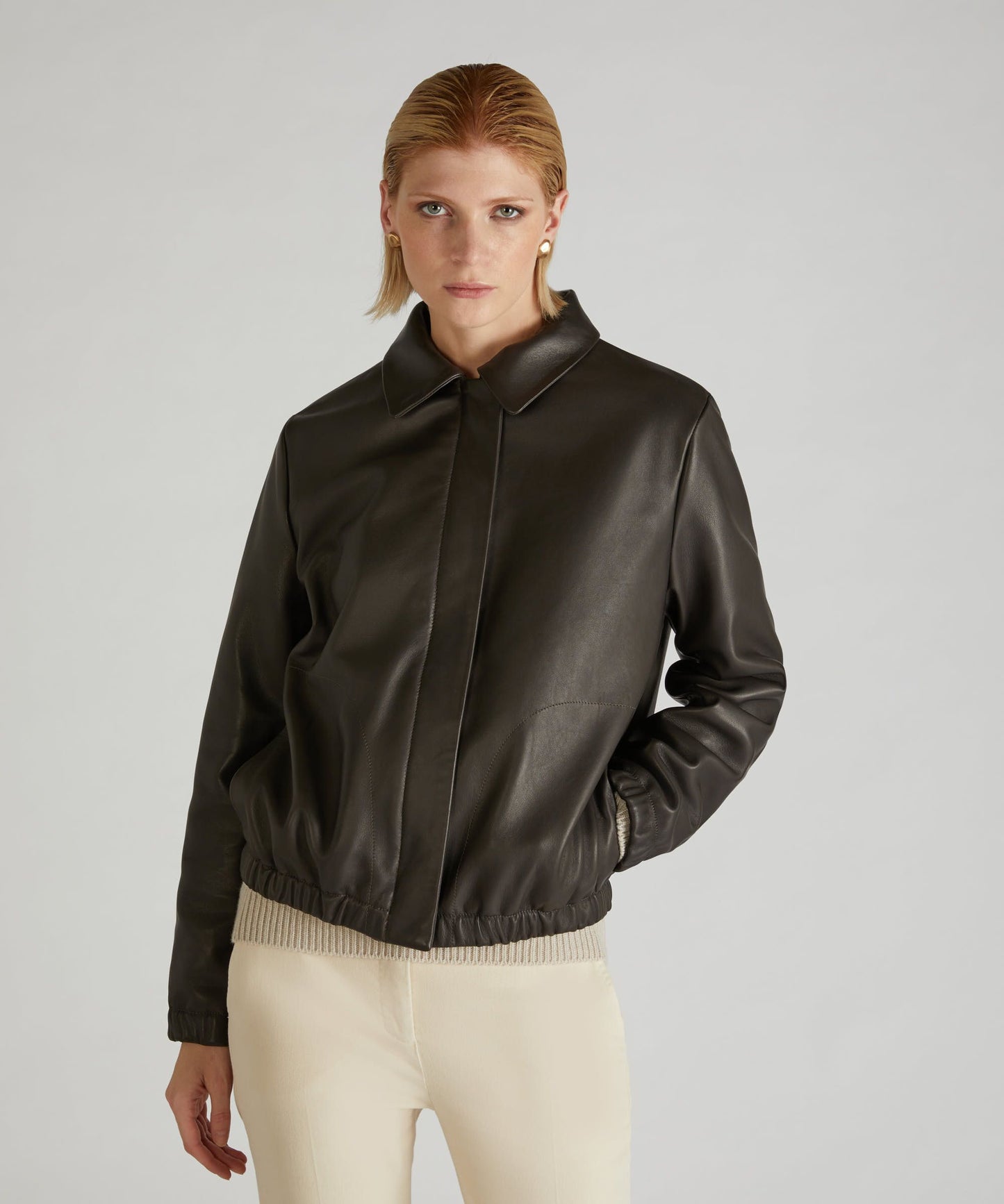 Nappa leather regular-fit bomber jacket