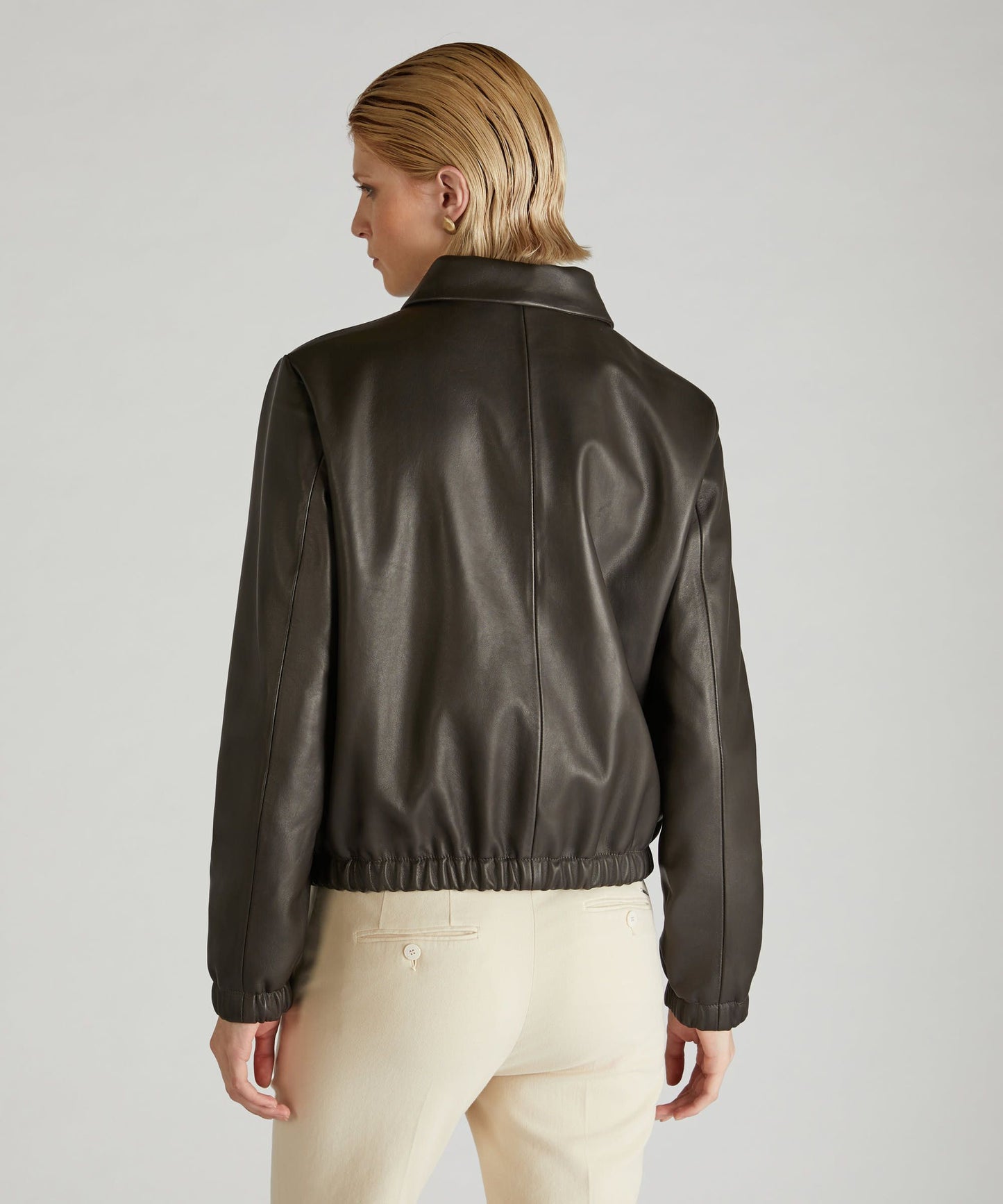 Bomber regular fit en cuir nappa