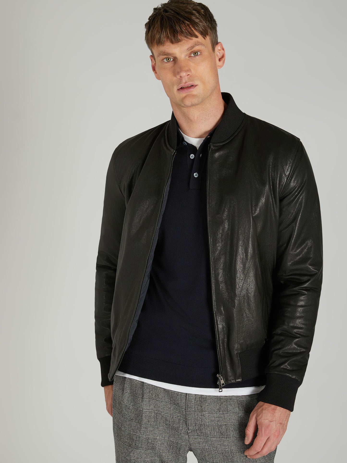 Bomber regular fit en cuir nappa