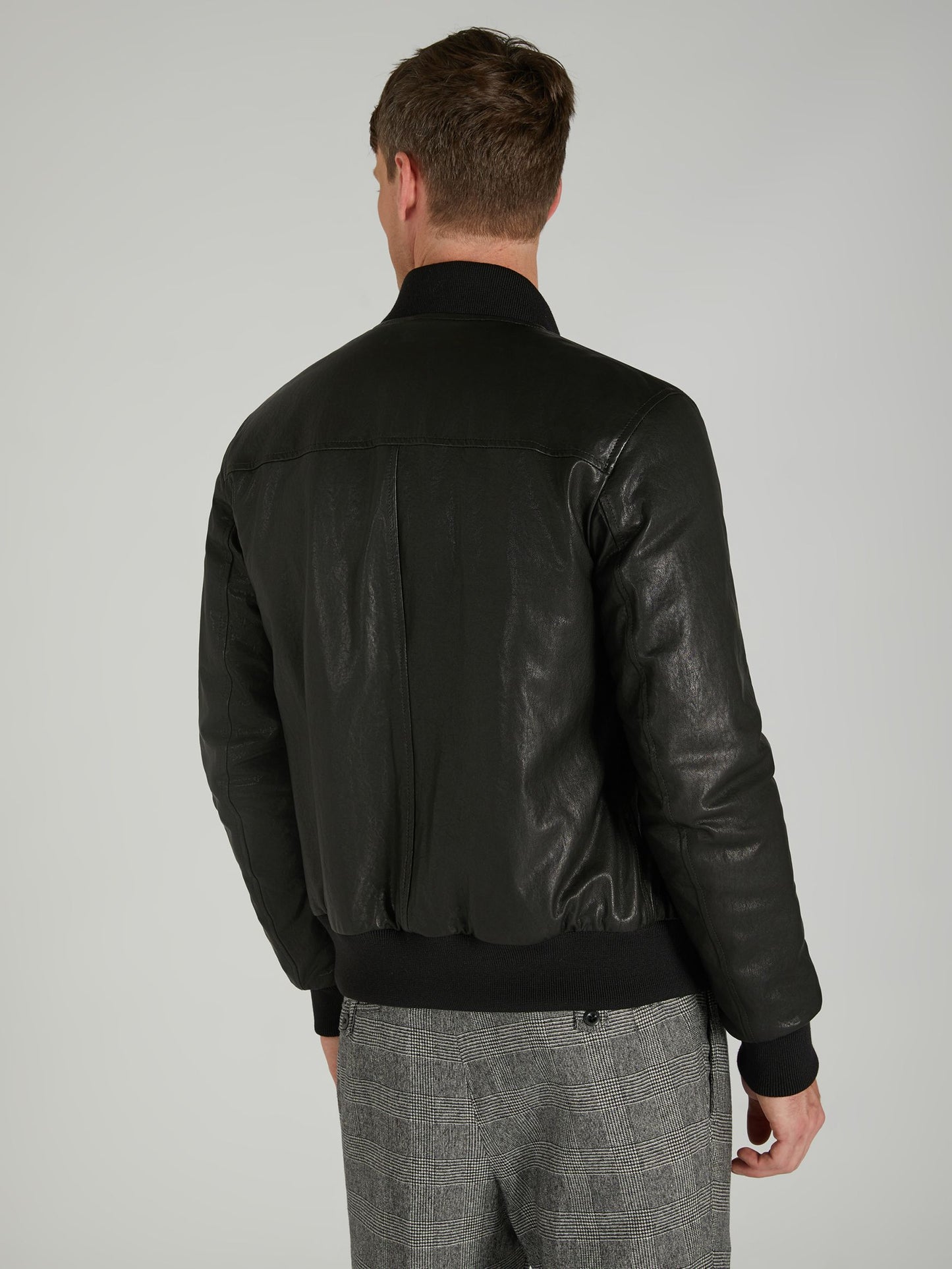 Bomber regular fit en cuir nappa