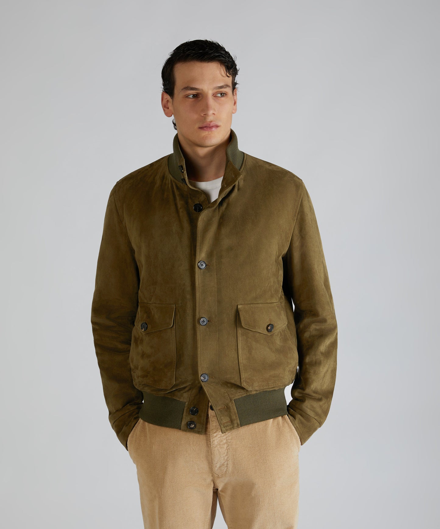 Bomber in pelle scamosciata