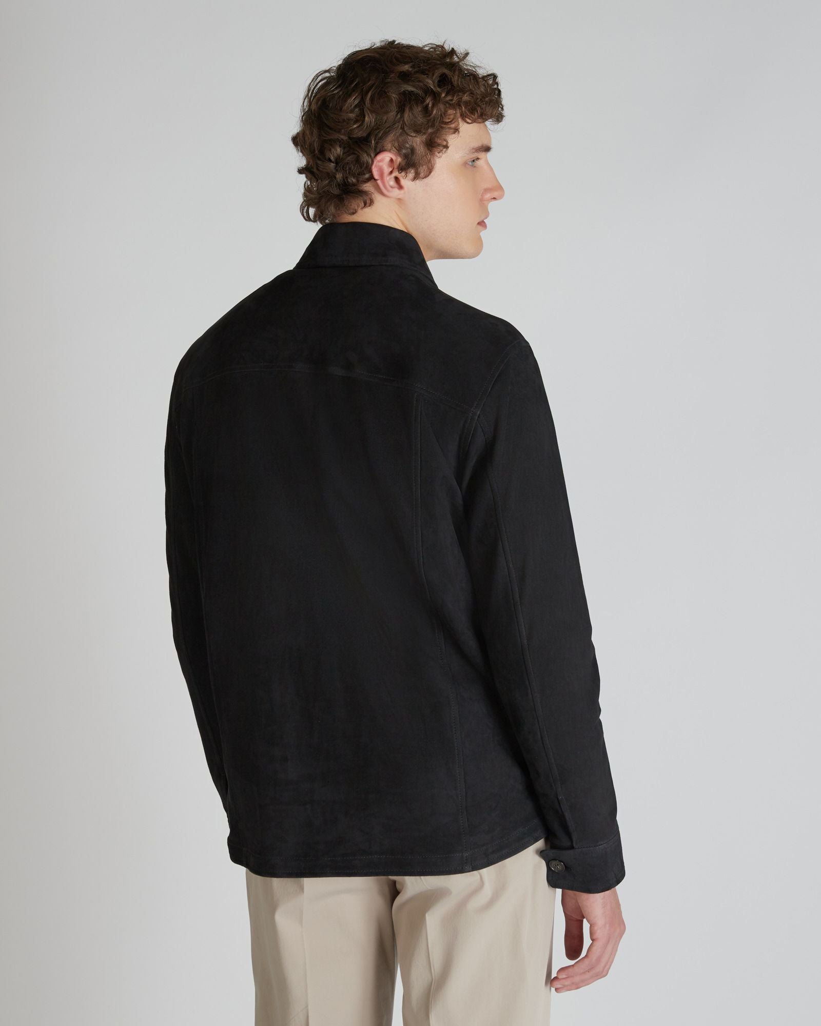 Montedoro - Suede leather overshirt - dark blue