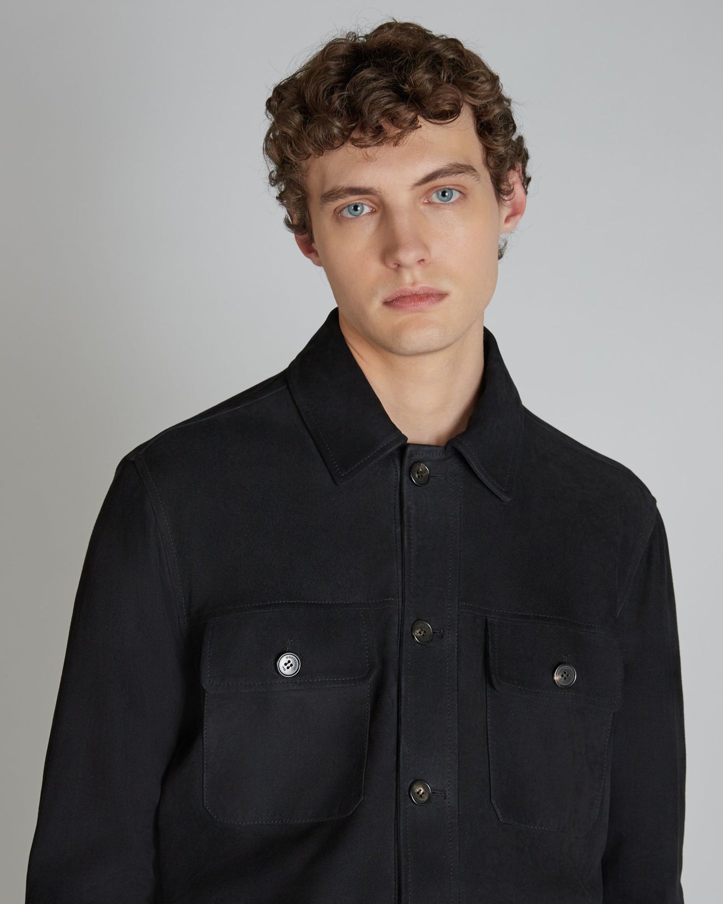 Montedoro - Suede leather overshirt - dark blue