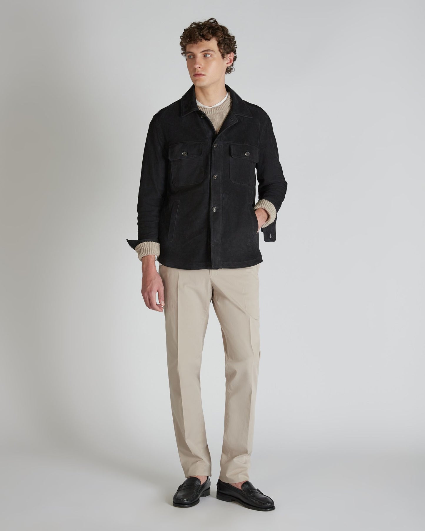 Montedoro - Suede leather overshirt - dark blue