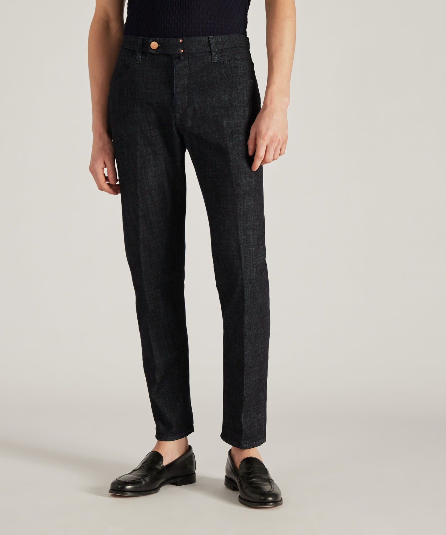 Slim fit tailored trousers in stretch denim