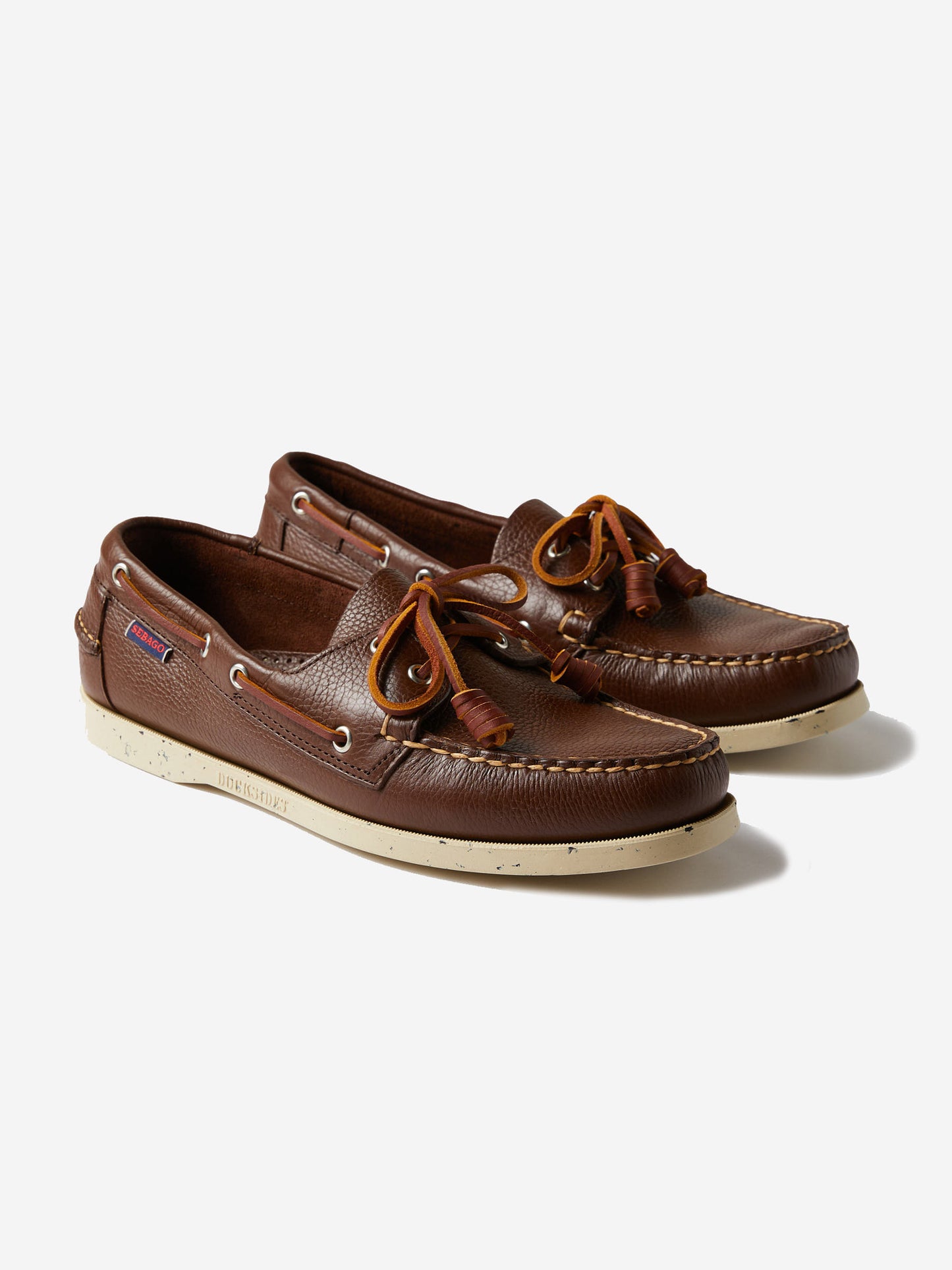 Hammered leather boat shoe