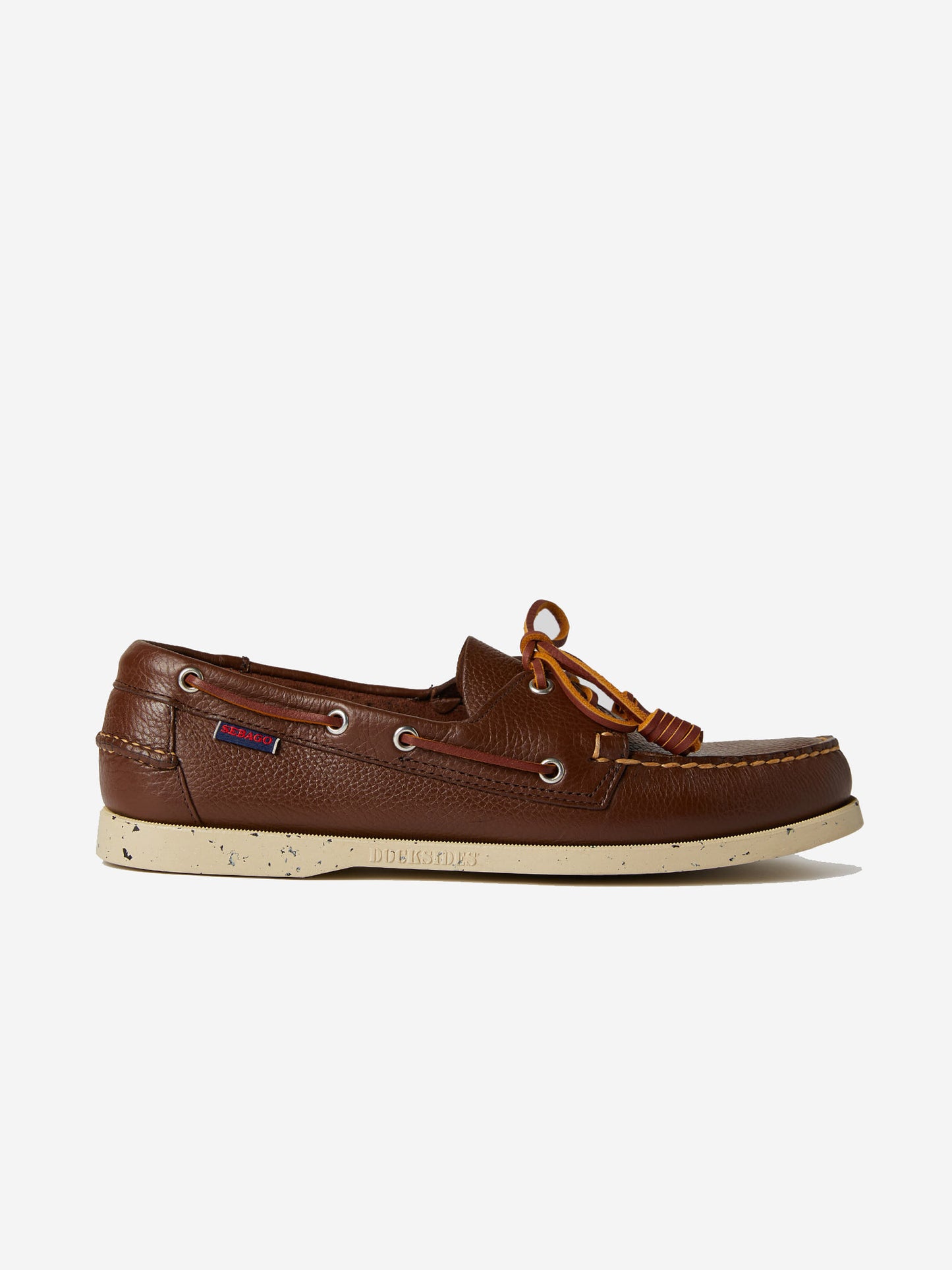 Hammered leather boat shoe