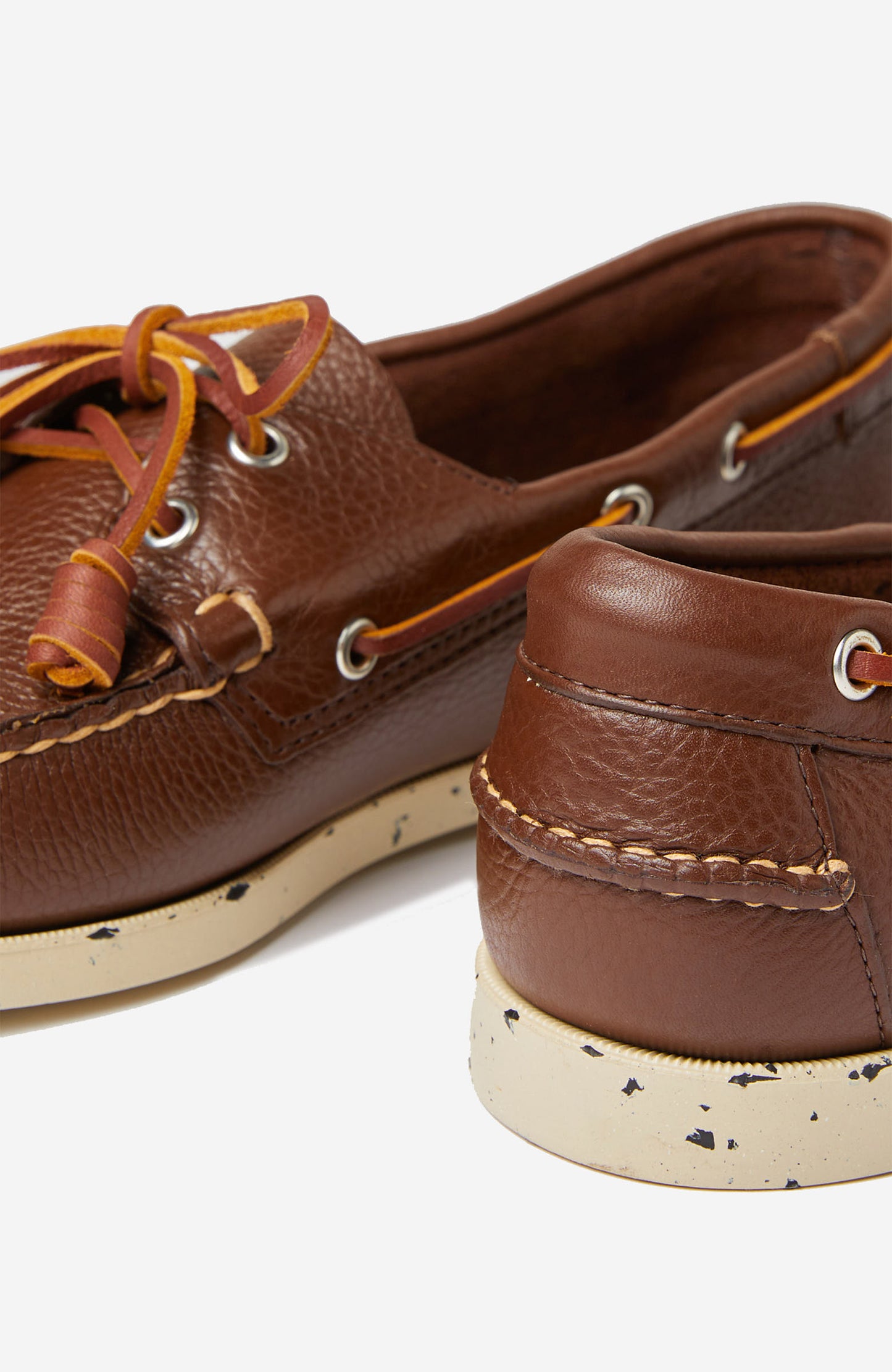 Hammered leather boat shoe