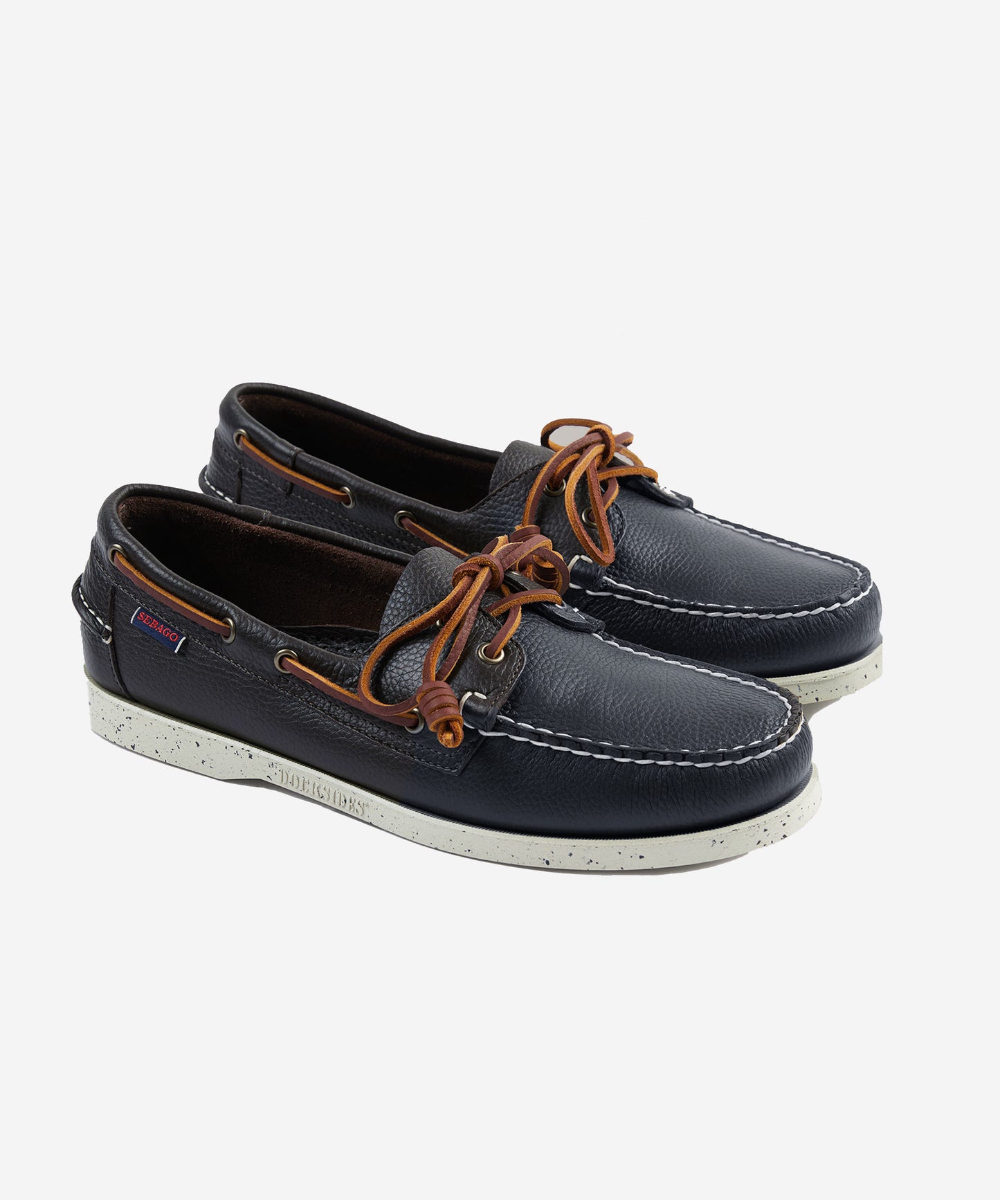 Hammered leather boat shoe