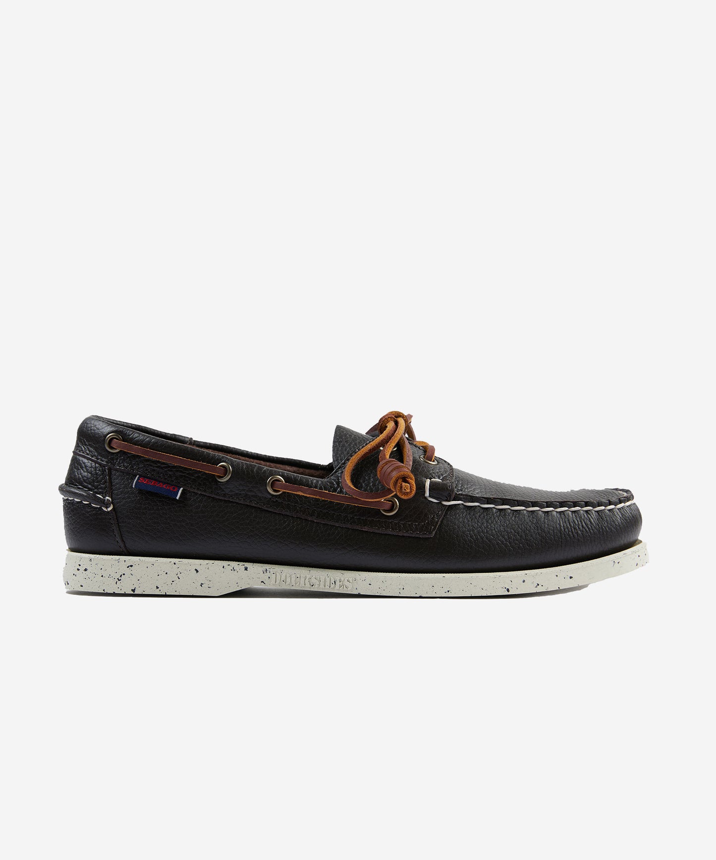 Hammered leather boat shoe