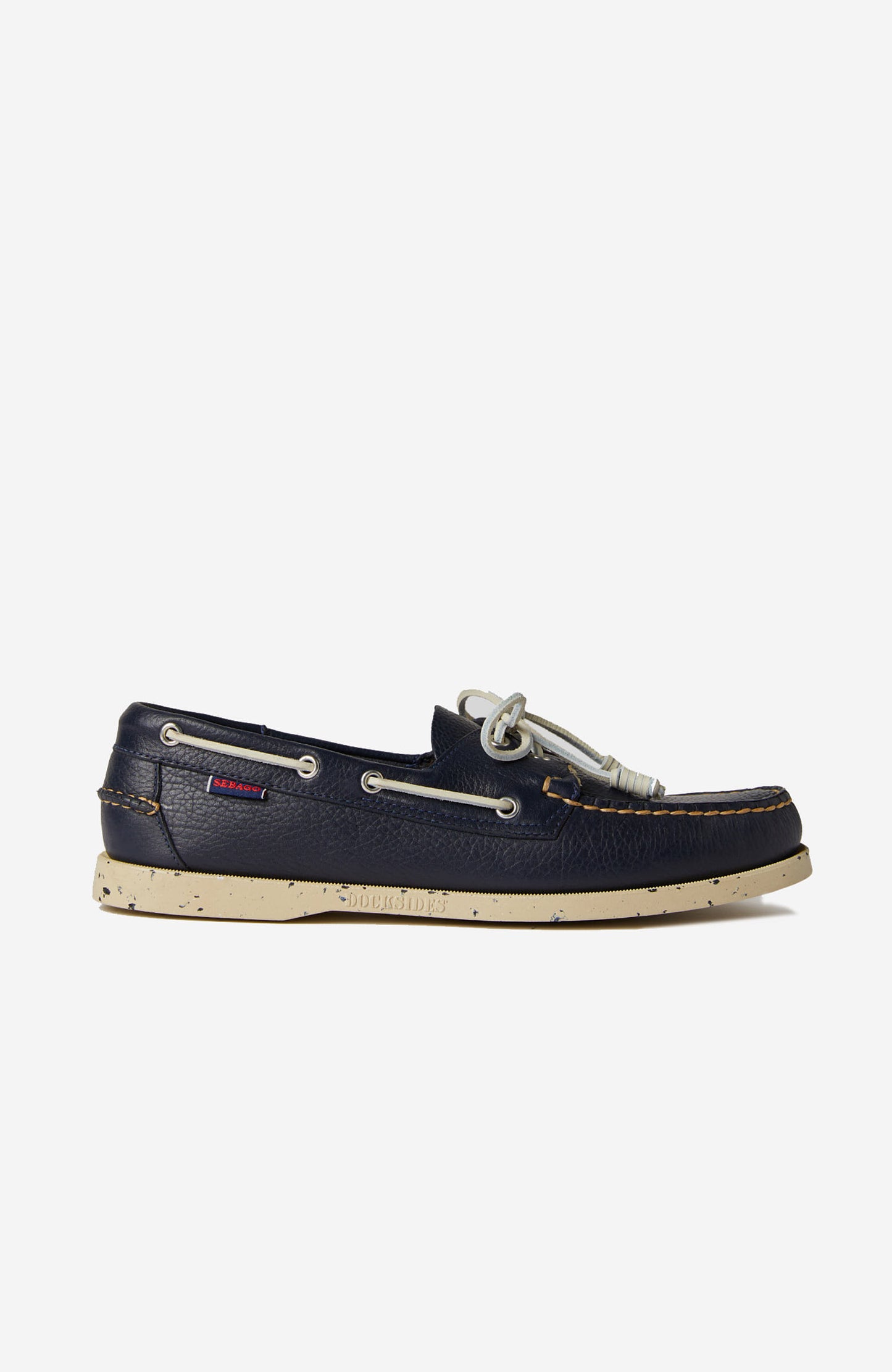 Hammered leather boat shoe