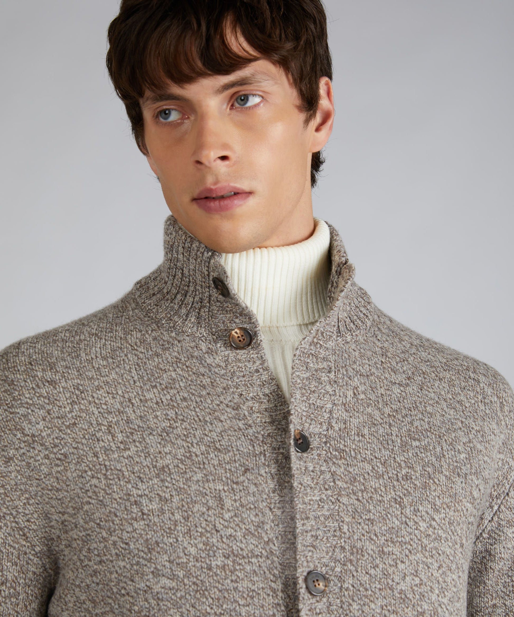 Zanone - Slim-fit Geelong wool Bomber cardigan - beige brown